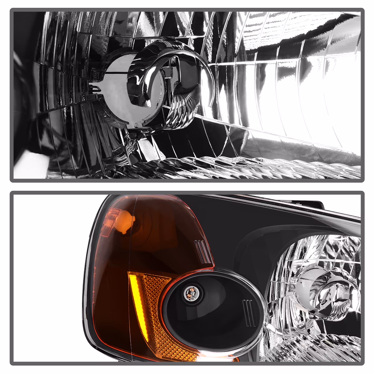 RVNI Fits 2001-2003 Honda Civic 4-Door Sedan Black Headlights Amber Corner Lamps - Image 6
