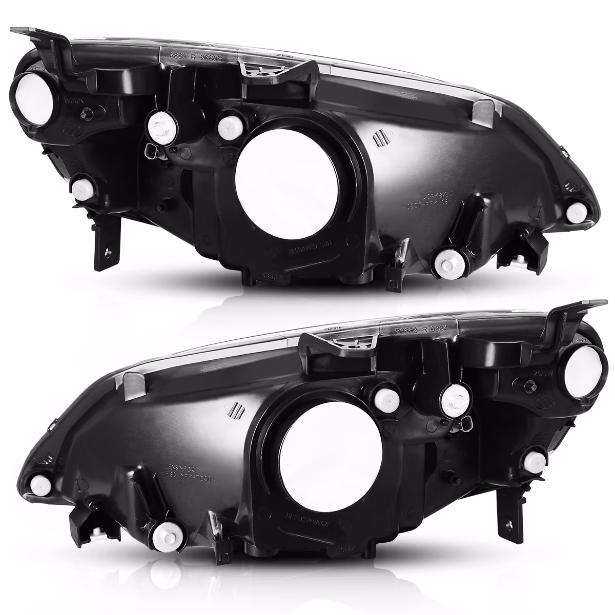 RVNI Fits 2001-2003 Honda Civic 4-Door Sedan Black Headlights Amber Corner Lamps