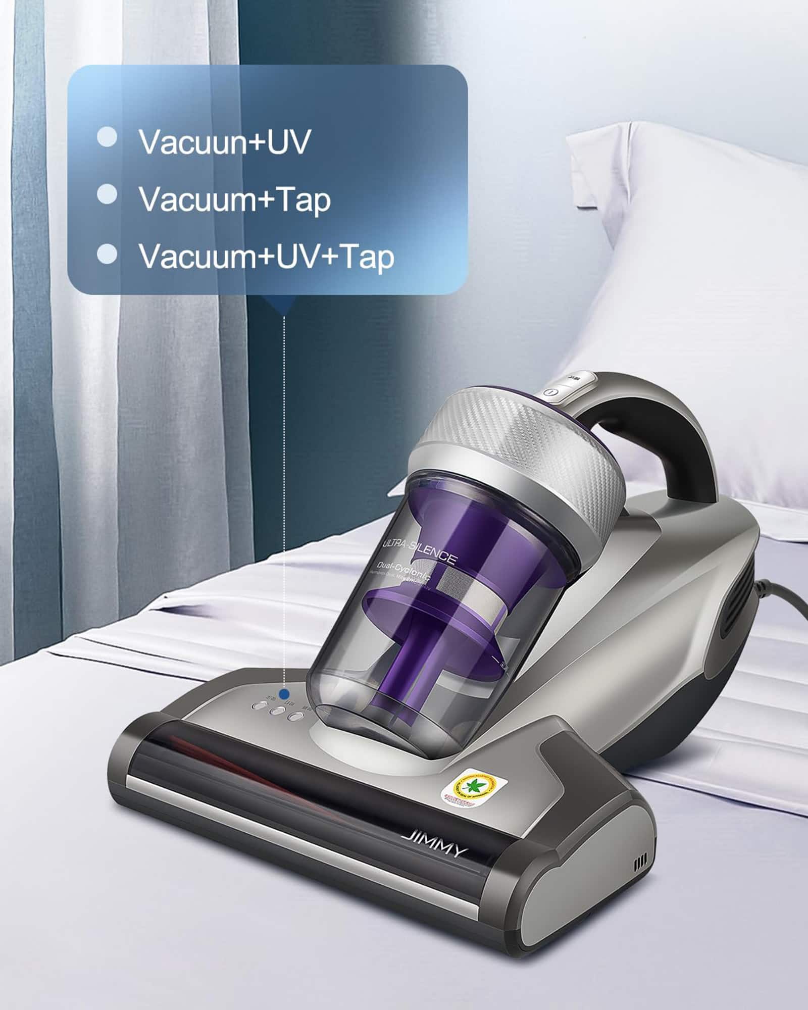 JIMMY - JV35 Mattress Bed Vacuum Cleaner with UV-C, 14Kpa Suction, 480W Anti-Allergen Handheld Vacuums for Dust & Pet Hair - Gray - Image 5
