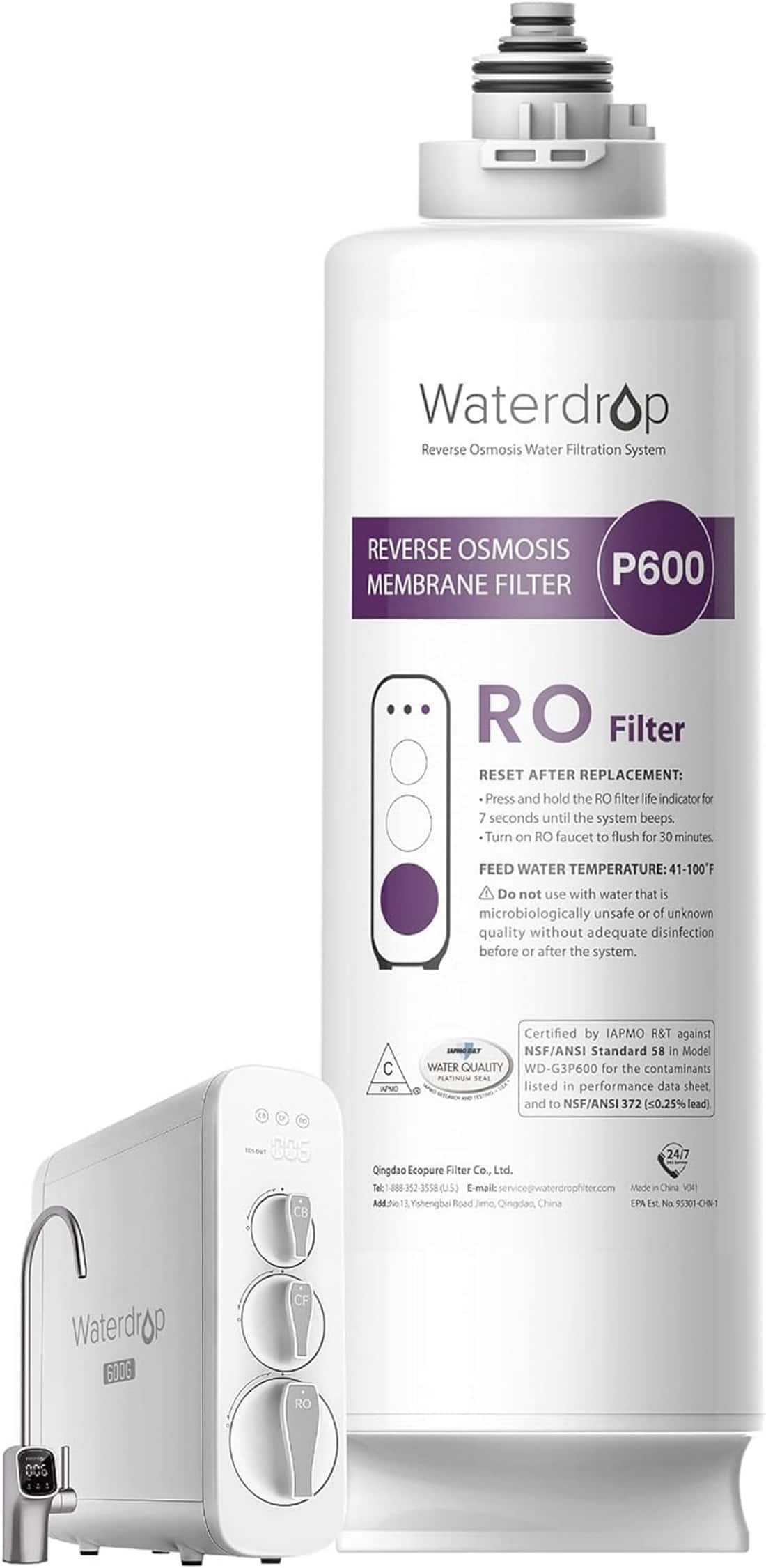 Waterdrop - Replacement Filter for B-BBY-WD-G3P600-W, Remineralization Reverse Osmosis Water Filter, 2 Year - White