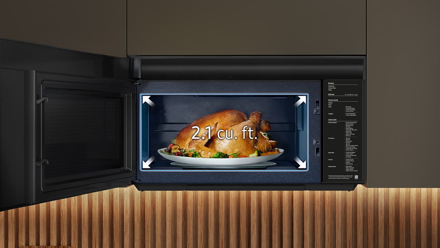 Samsung - Bespoke 2.1 Cu. Ft. Over-the-Range Microwave with Sensor Cooking and Auto Dimming Glass Touch Controls - White Glass - Image 13