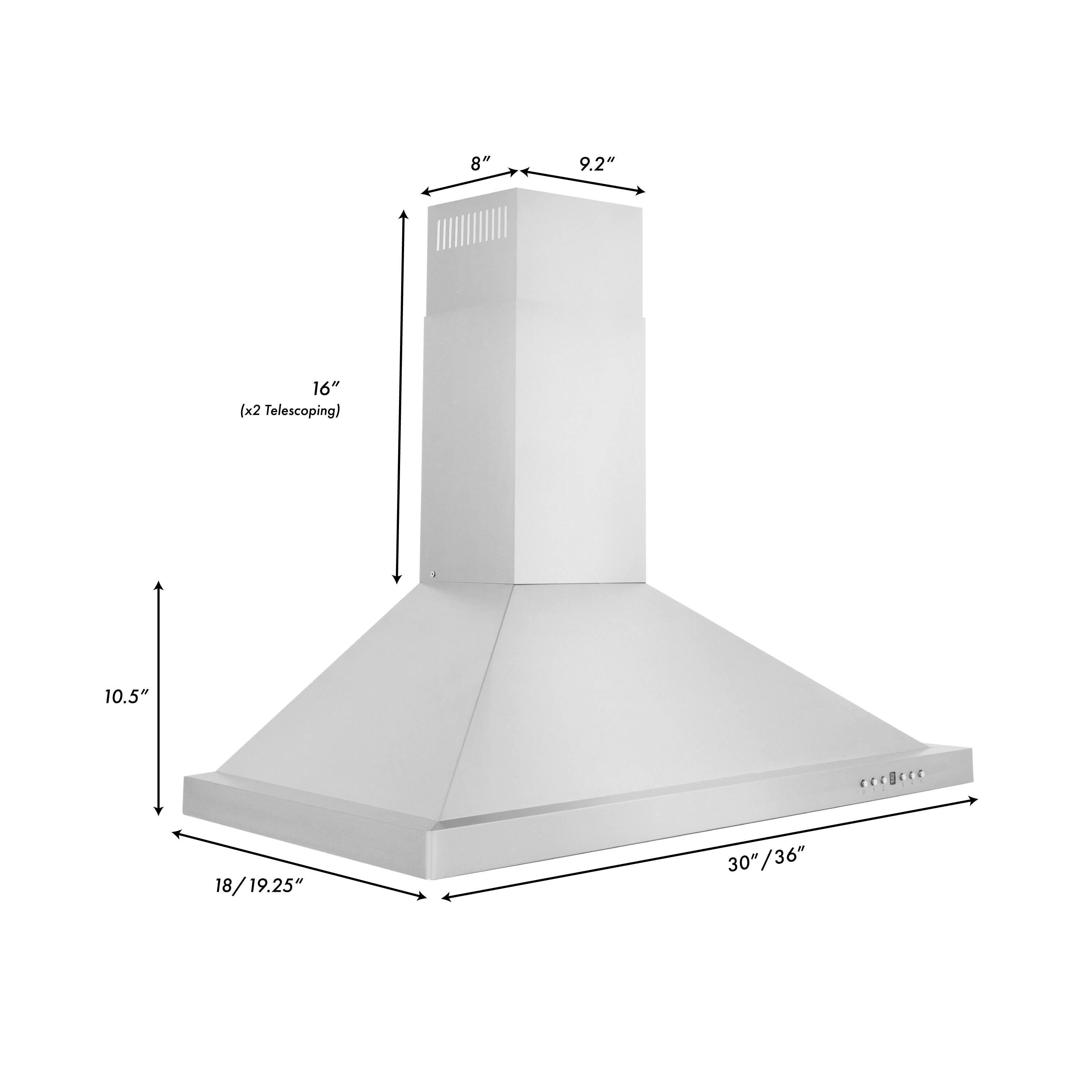 ZLINE - 30 inches - Externally Vented & Convertible - Wall Range Hood - Silver - Image 12
