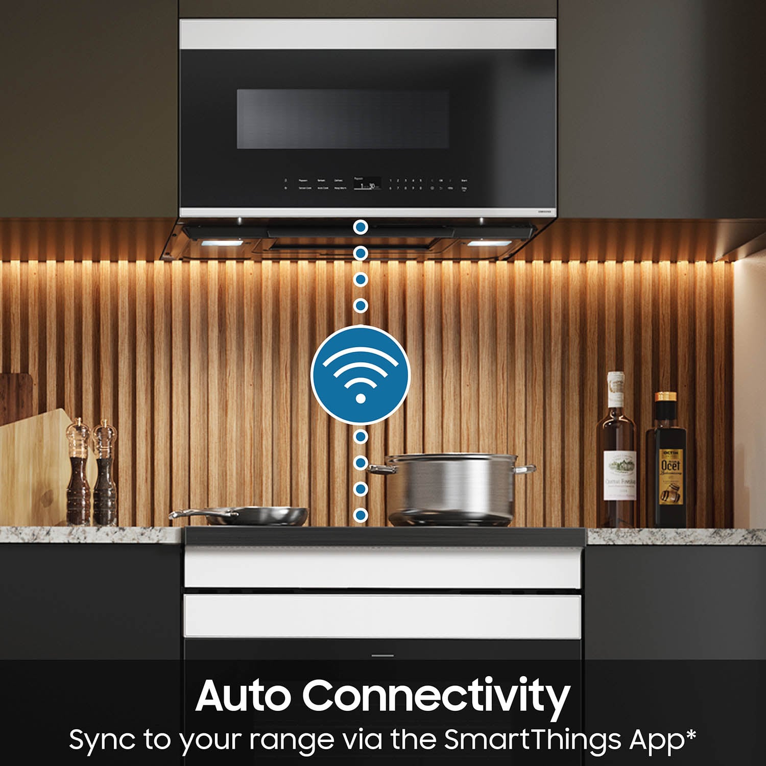 Samsung - Bespoke 2.1 Cu. Ft. Over-the-Range Microwave with Sensor Cooking and Auto Dimming Glass Touch Controls - White Glass - Image 4