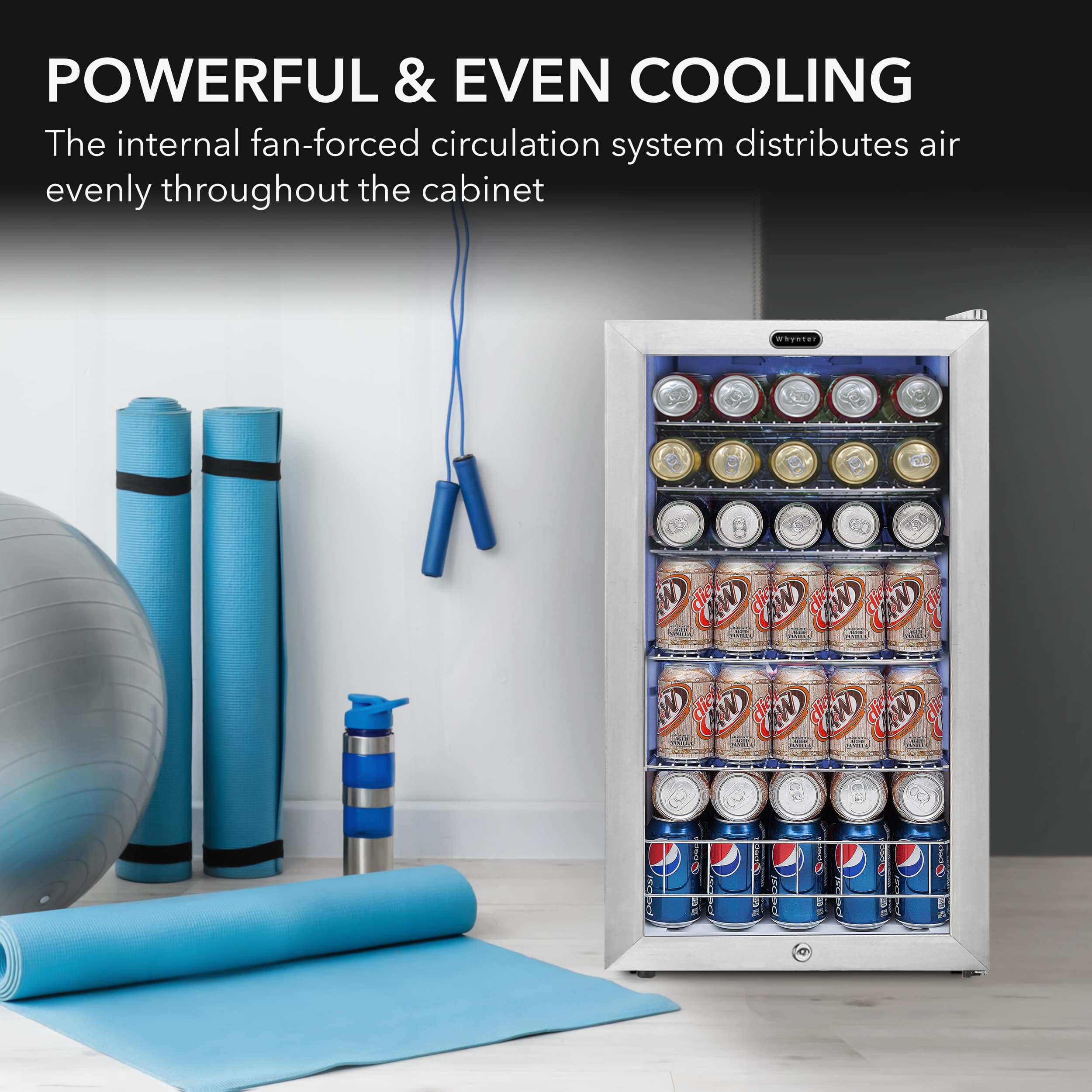 Whynter - 120-Can Beverage Refrigerator - White Cabinet/Stainless Steel Trim - Image 2