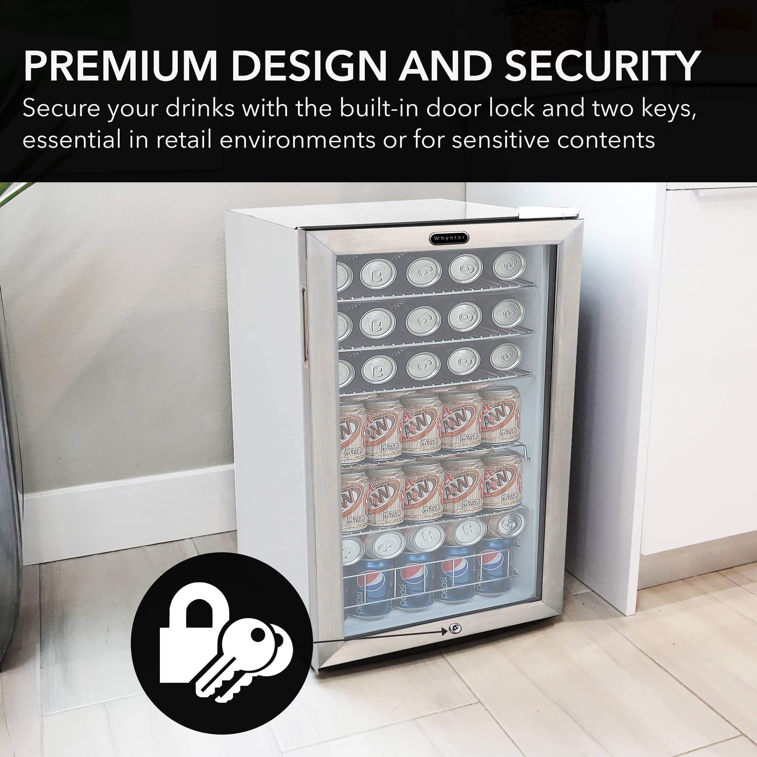 Whynter - 120-Can Beverage Refrigerator - White Cabinet/Stainless Steel Trim - Image 6