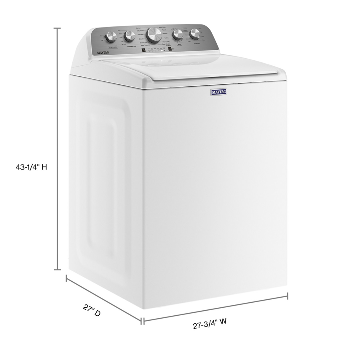 Maytag - 4.5 Cu. Ft. High Efficiency Top Load Washer with Extra Power Button - White - Image 3