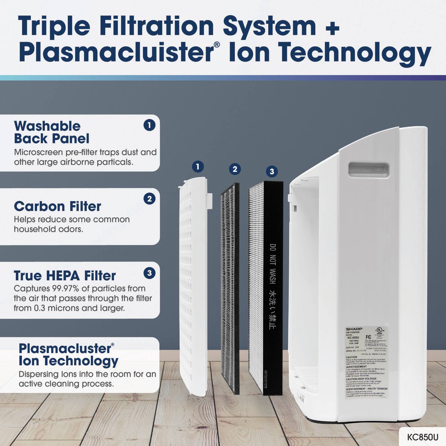 Sharp - Air Purifier and Humidifier with Plasmacluster Ion Technology Recommended for Medium-Sized Rooms - White - Image 14