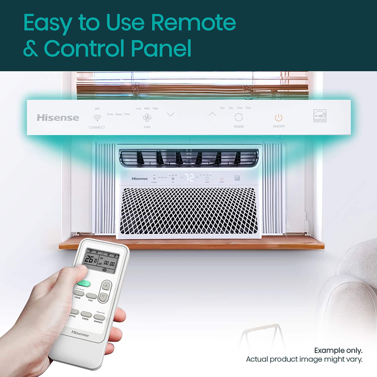Hisense - 350 sq. ft. 8,000 BTU Smart Window Inverter Air Conditioner with Wi-fi and Remote Control - White - Image 3