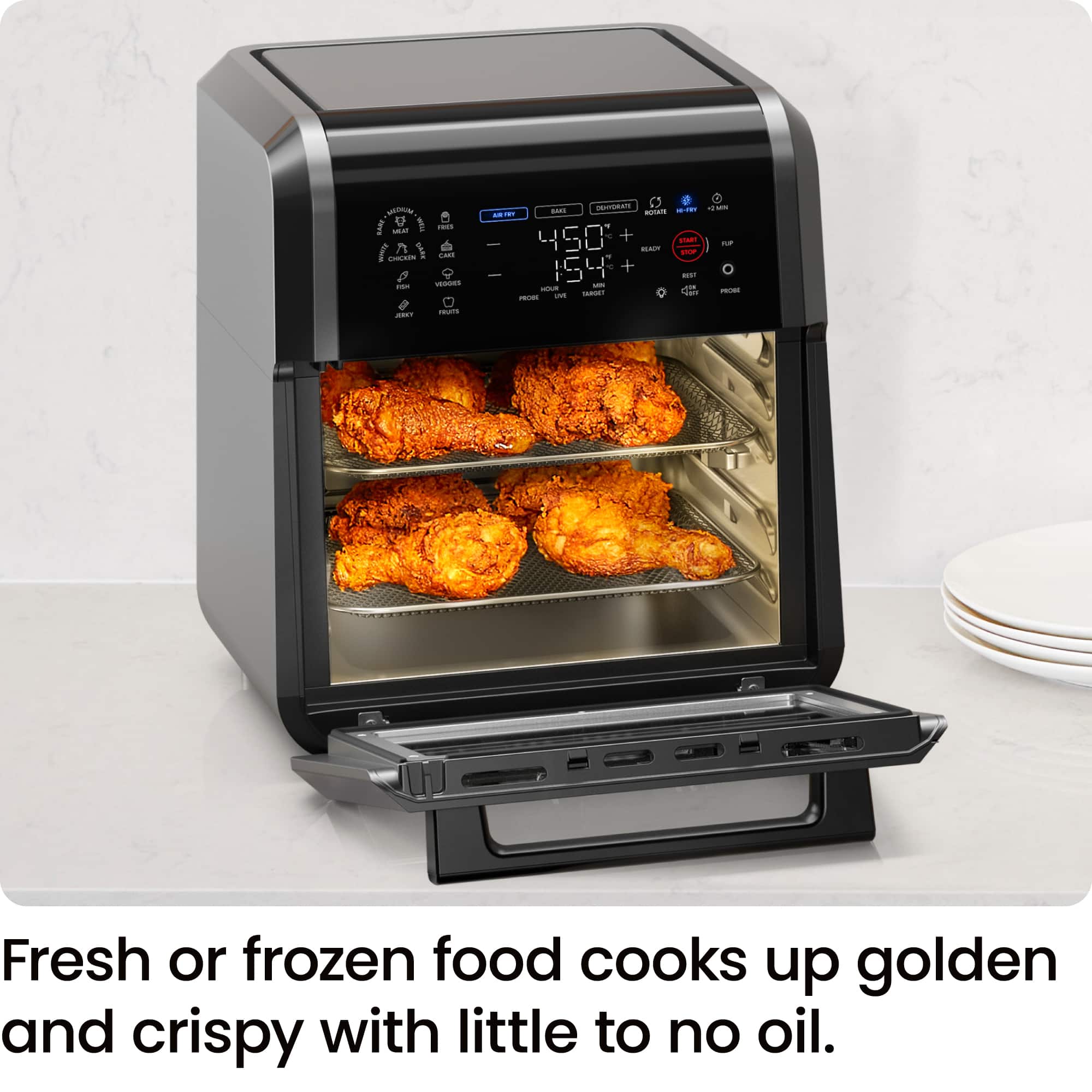 Chefman - ExacTemp 12 Quart 5-in-1 Air Fryer with Integrated Smart Thermometer, 28 Presets - Black - Image 2
