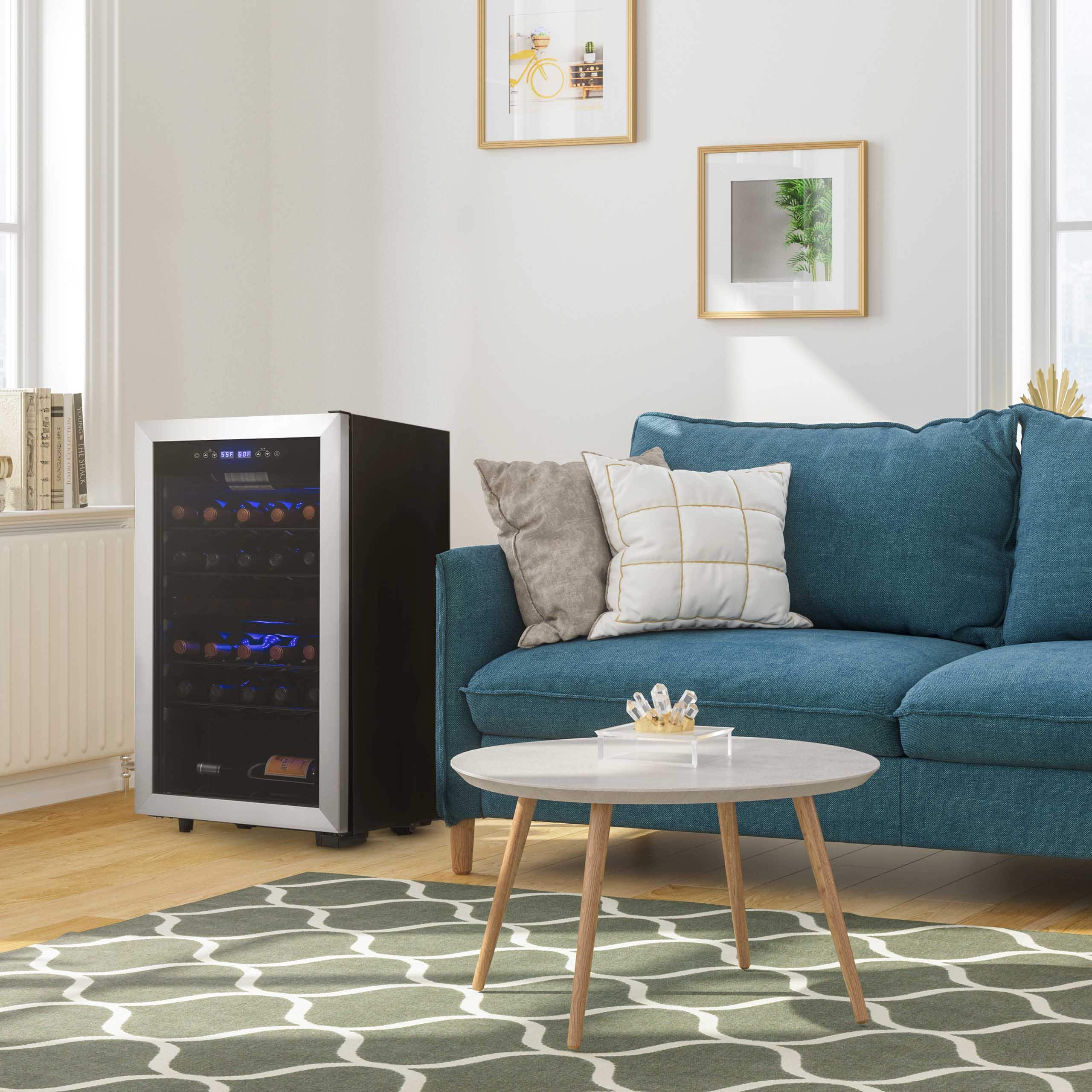 NewAir - Freestanding 28 Bottle Dual Zone Compressor Wine Fridge with Adjustable Racks and Exterior Digital Thermostat - Stainless Steel - Image 9