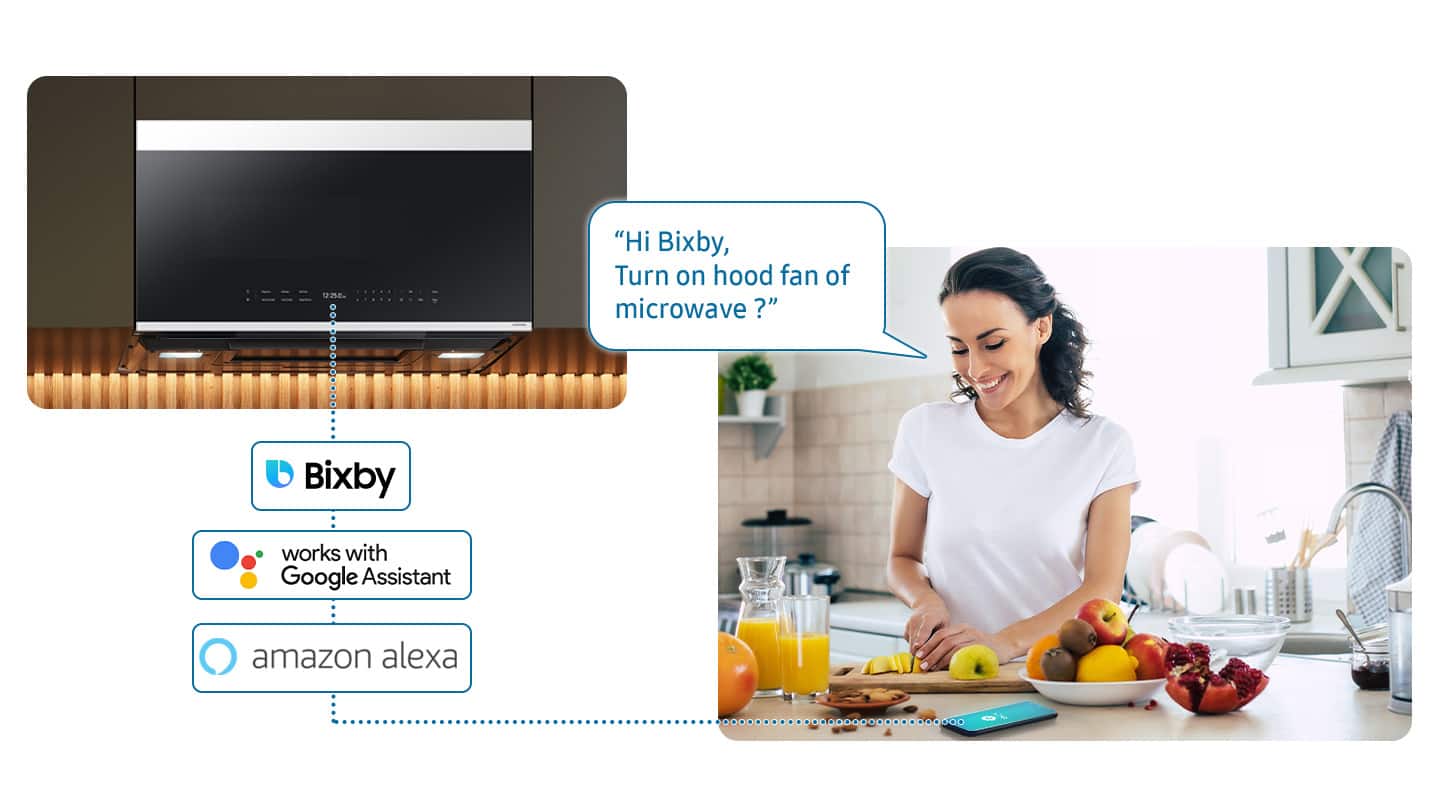 Samsung - Bespoke 2.1 Cu. Ft. Over-the-Range Microwave with Sensor Cooking and Auto Dimming Glass Touch Controls - White Glass - Image 17