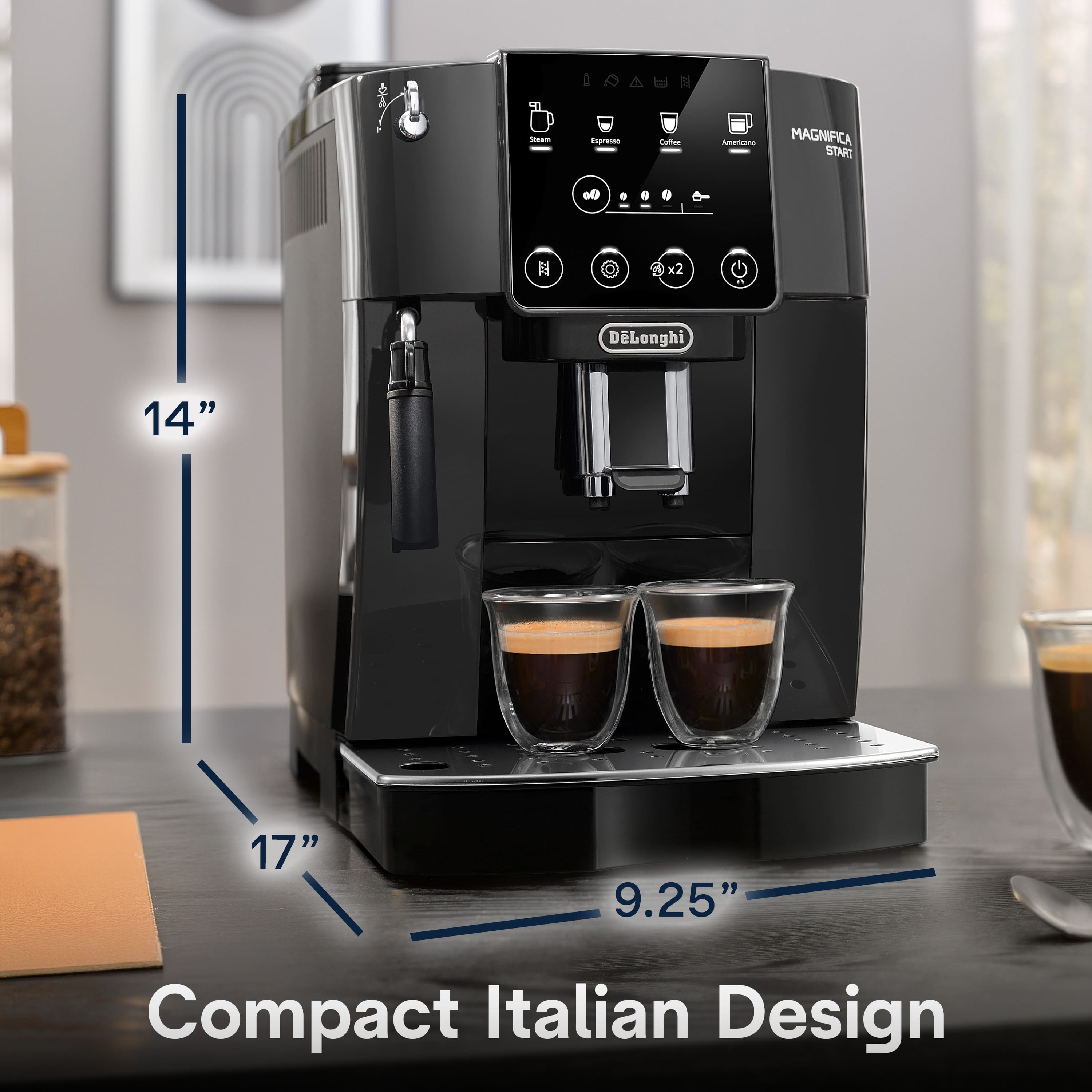 De'Longhi - Magnifica Start Automatic Coffee & Espresso Machine with Milk Frother for Hot & Iced Lattes, Coffee, & More ECAM22022B - Black - Image 6
