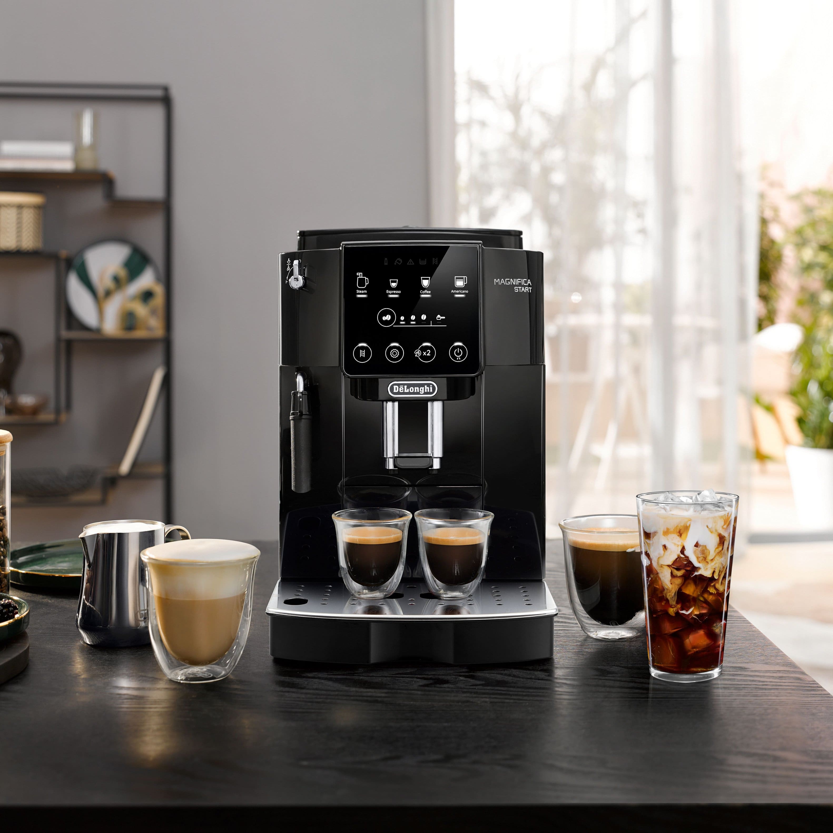 De'Longhi - Magnifica Start Automatic Coffee & Espresso Machine with Milk Frother for Hot & Iced Lattes, Coffee, & More ECAM22022B - Black - Image 8