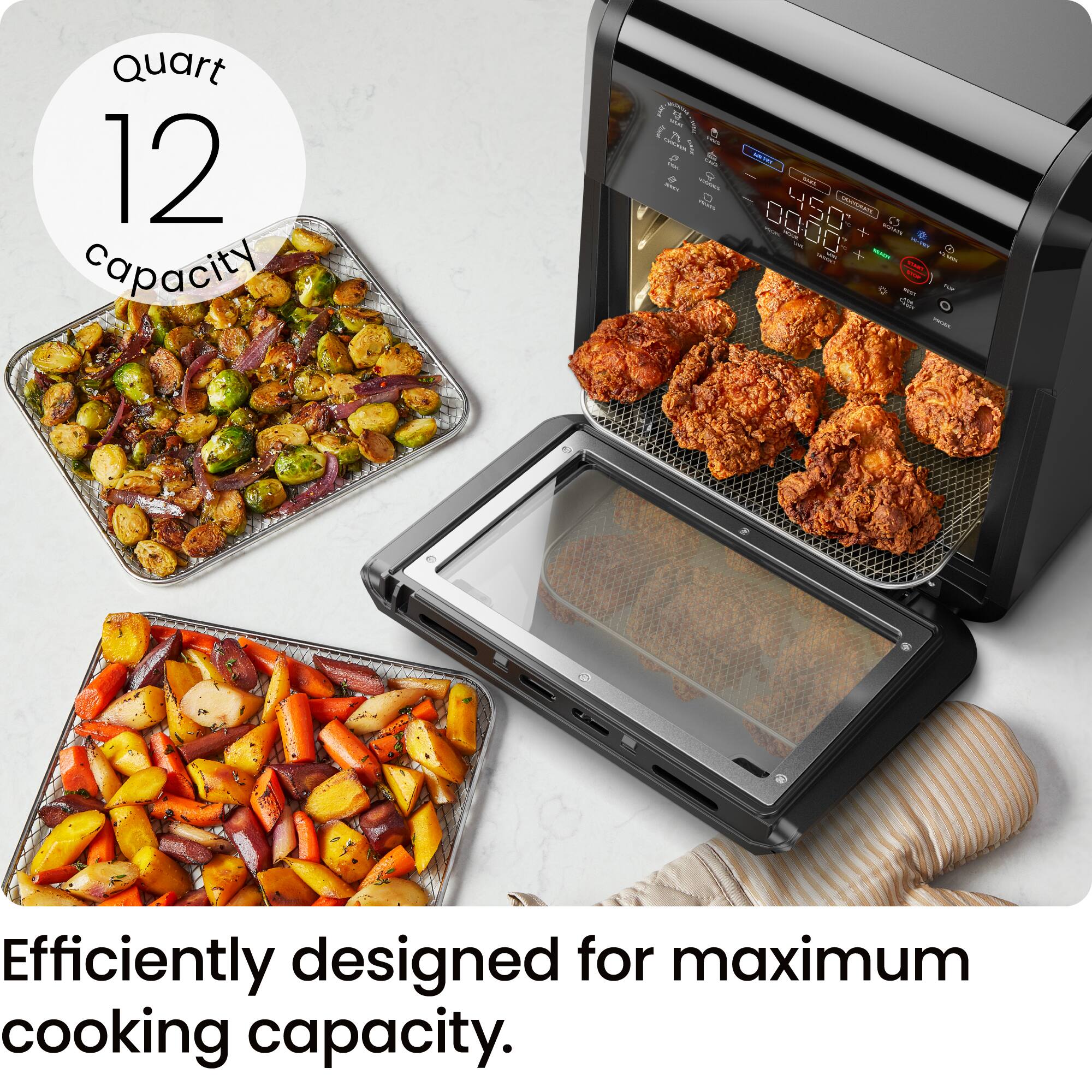Chefman - ExacTemp 12 Quart 5-in-1 Air Fryer with Integrated Smart Thermometer, 28 Presets - Black - Image 6