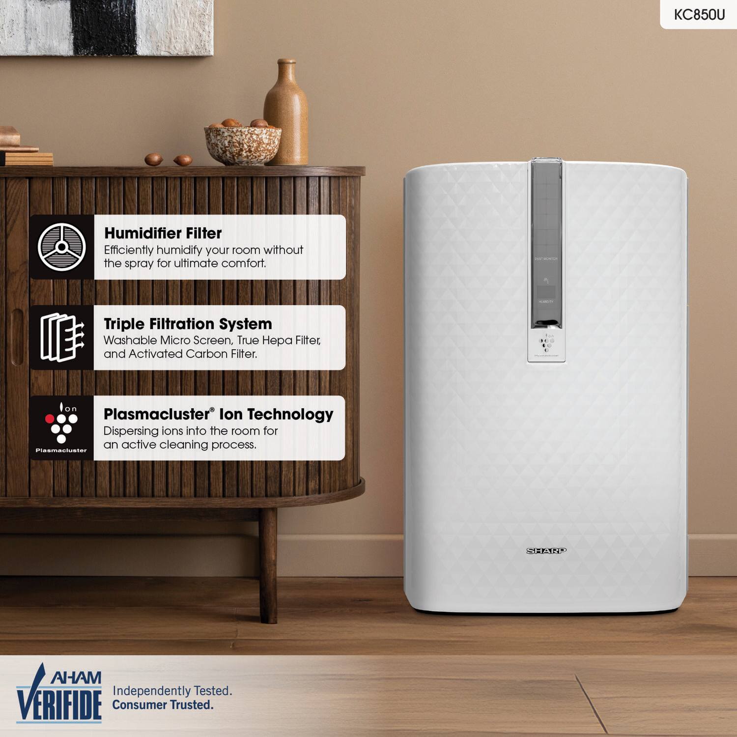 Sharp - Air Purifier and Humidifier with Plasmacluster Ion Technology Recommended for Medium-Sized Rooms - White - Image 10