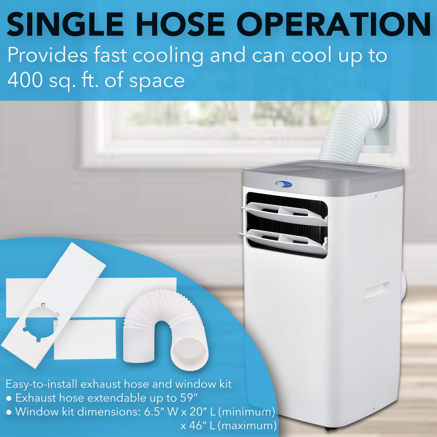 Whynter - ARC-115WG 11,000 BTU (6,800 BTU SACC) Compact Portable Air Conditioner, Dehumidifier, and Fan, up to 400 sq ft - White - Image 2