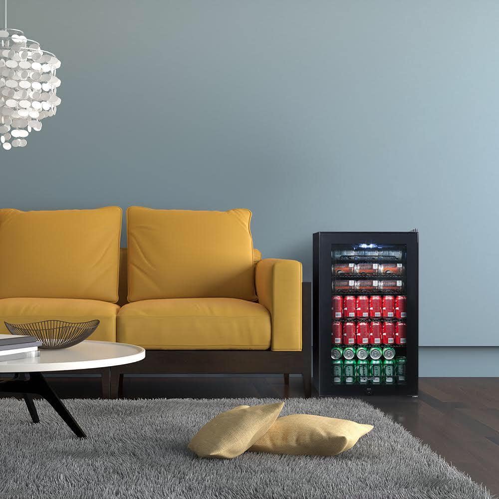 NewAir - 126 Can Freestanding Beverage Fridge with 7 Temperature Settings and Adjustable Shelves - Onyx Black - Image 12
