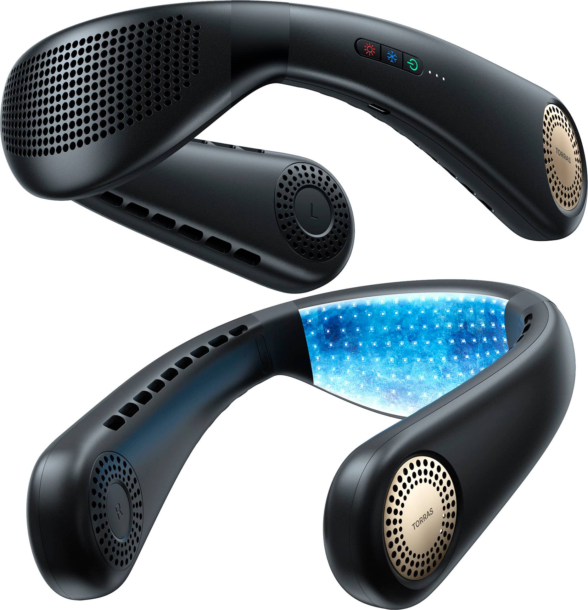 TORRAS - COOLiFY Air Instant Cooling and Heat Therapy Ultra-Light Personal Cooling Bladeless Portable Neck Fan - Midnight Black