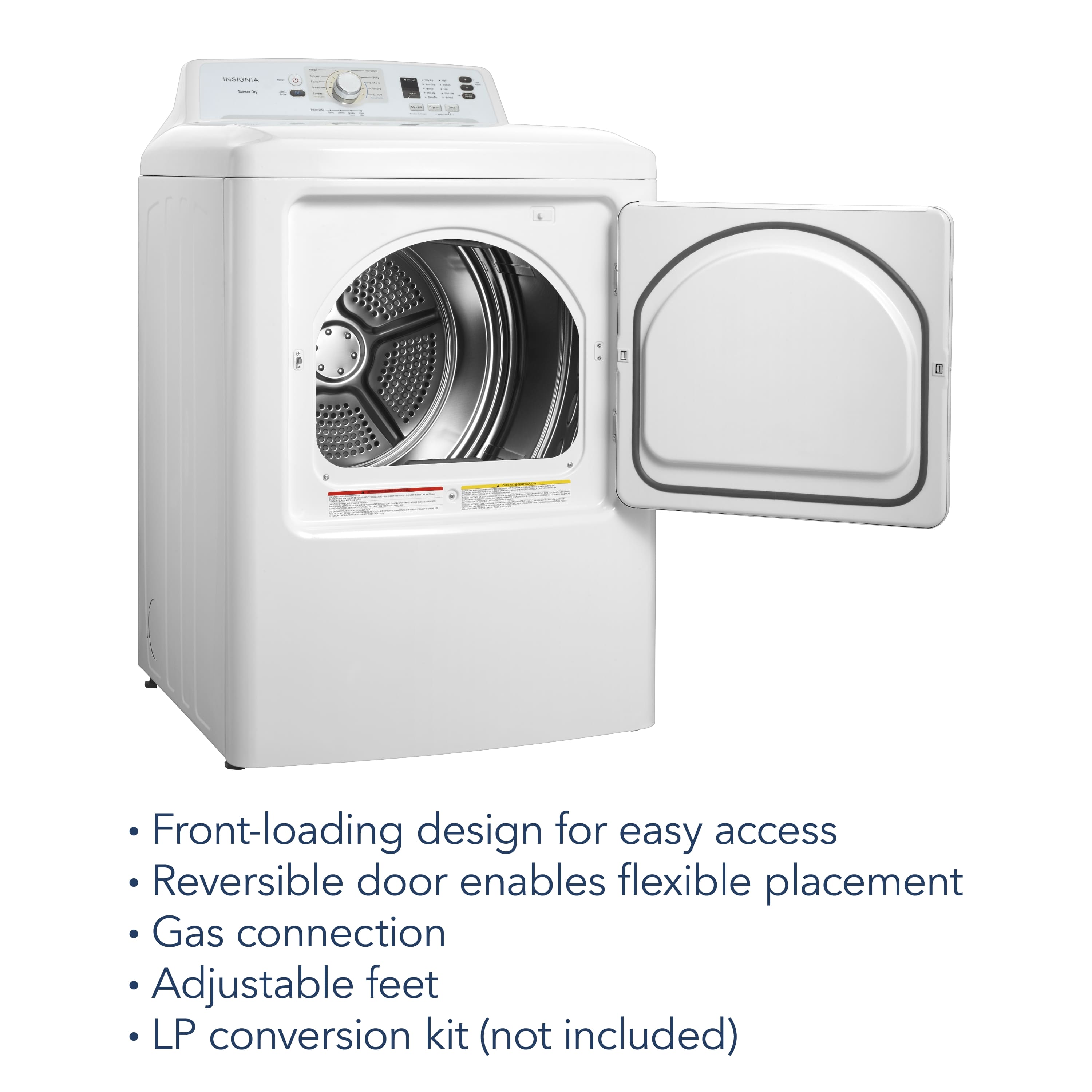 Insignia™ - 6.7 Cu. Ft. Gas Dryer with Sensor Dry and My Cycle Memory - White - Image 4