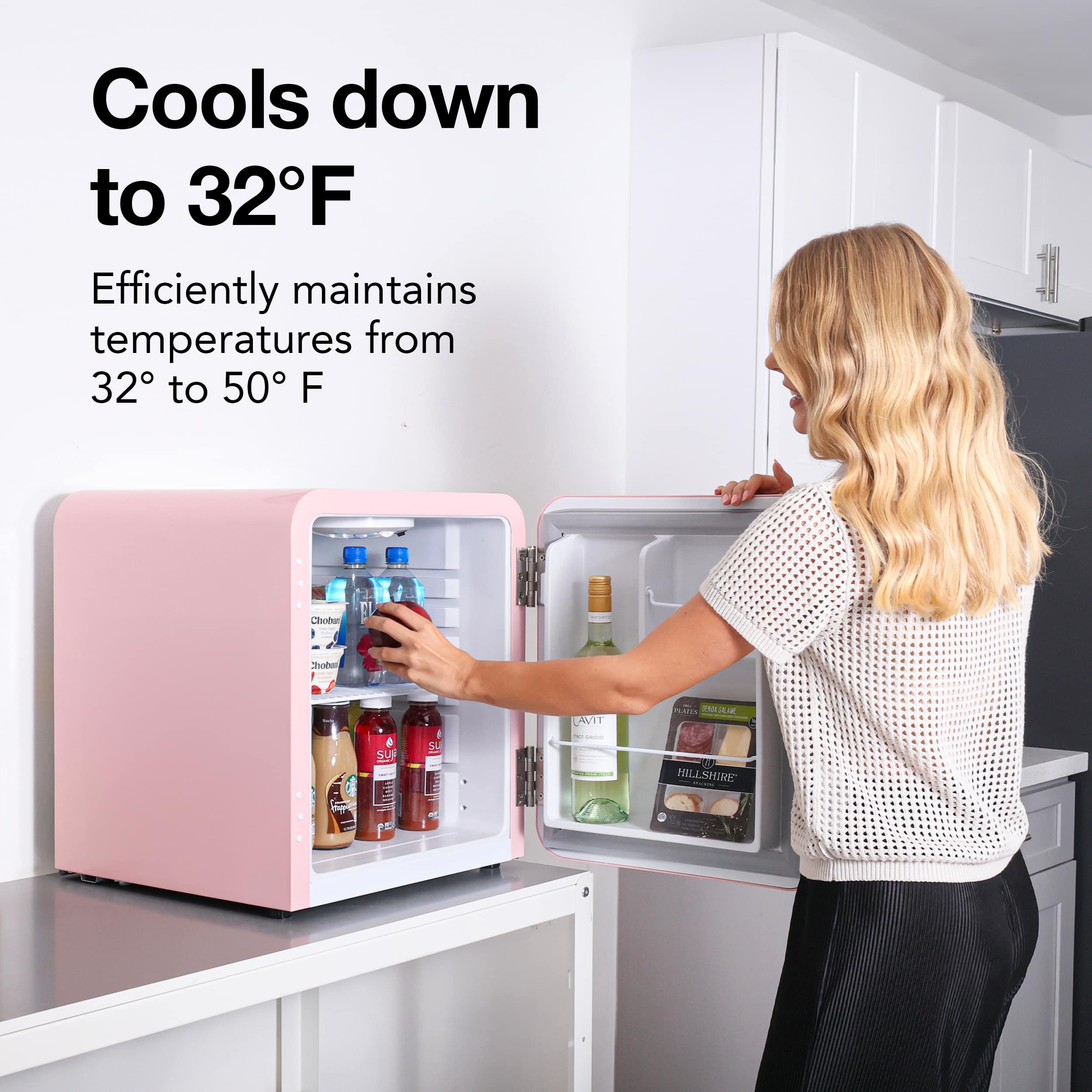Cooluli - Curve 1.7 cuft Freestanding Compressor Fridge - Pink - Image 3