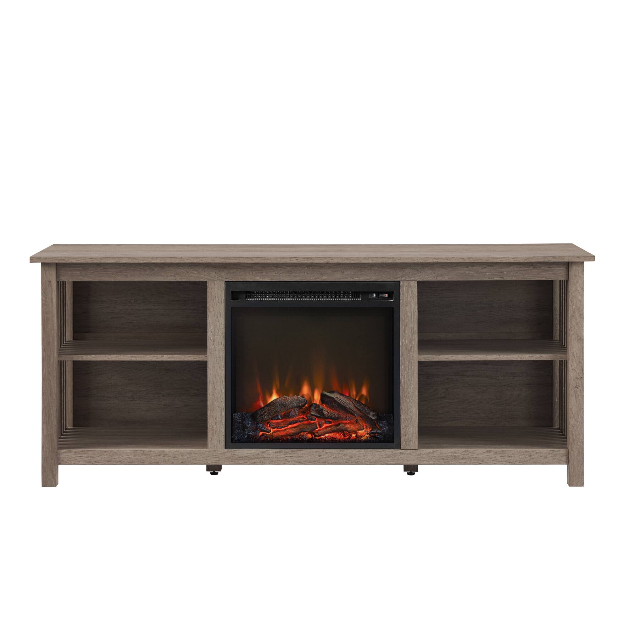 Walker Edison - Mission-Style Fireplace TV Stand for Most TVs up to 65” - Driftwood
