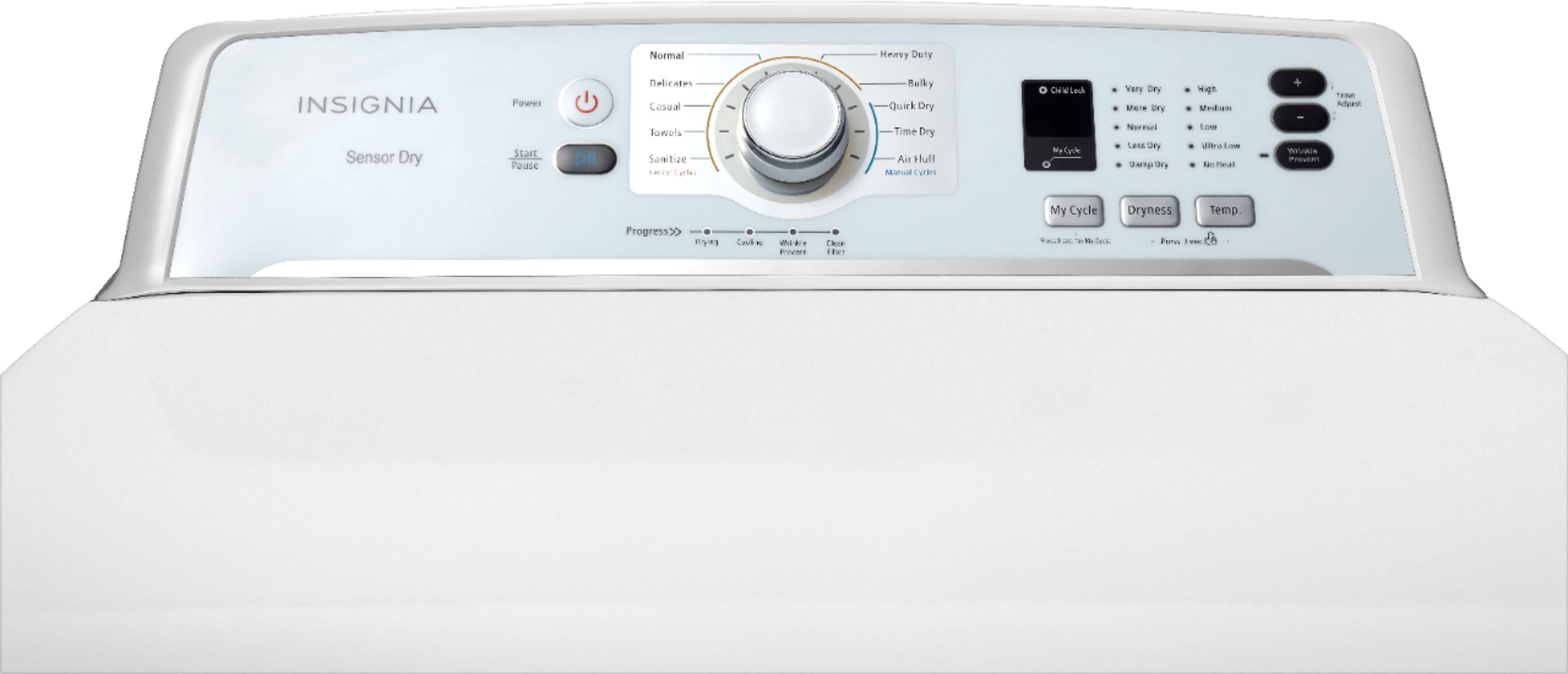 Insignia™ - 6.7 Cu. Ft. Gas Dryer with Sensor Dry and My Cycle Memory - White - Image 10