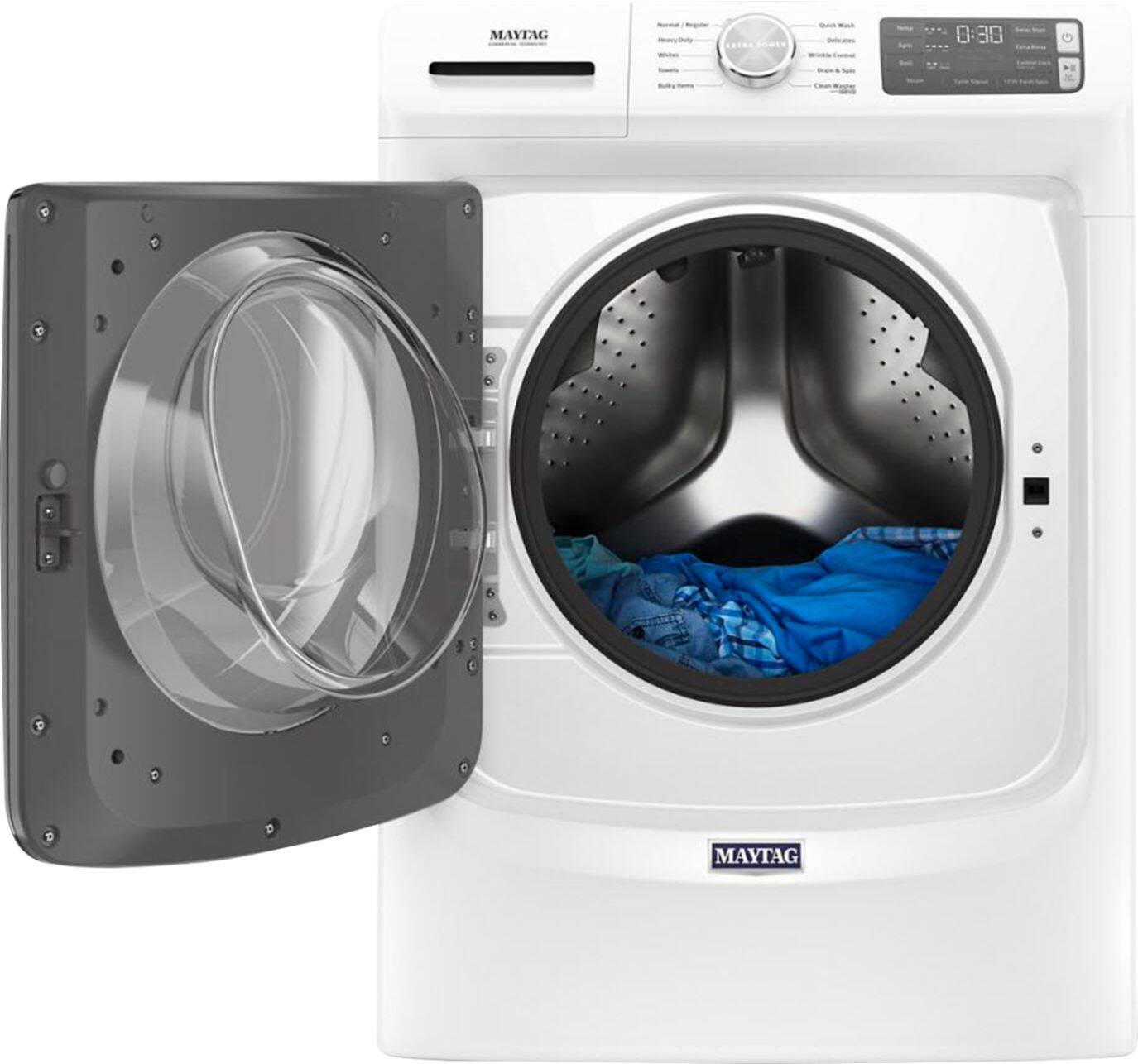 Maytag - 4.5 Cu. Ft. High-Efficiency Stackable Front Load Washer with Steam and Fresh Spin - White - Image 5