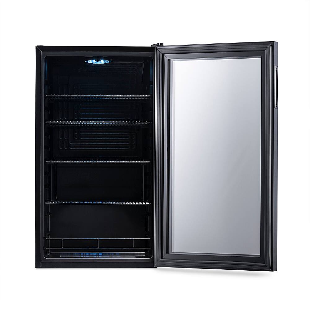 NewAir - 126-Can Beverage Cooler with “Beers of the World” Custom Wrap, Glass Door, Custom, SplitShelf and 7 Temperature Settings - Black - Image 9