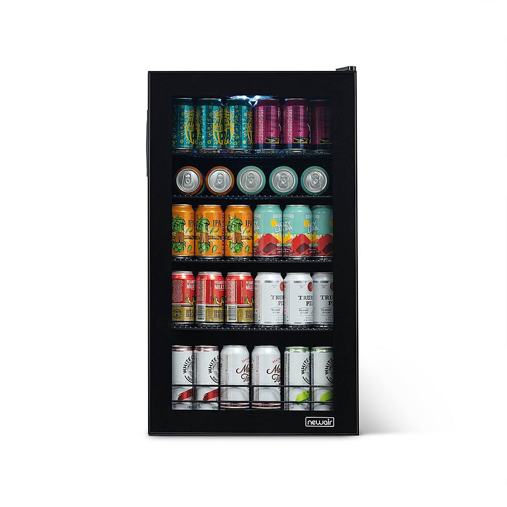 NewAir - 126-Can Beverage Cooler with “Beers of the World” Custom Wrap, Glass Door, Custom, SplitShelf and 7 Temperature Settings - Black - Image 2