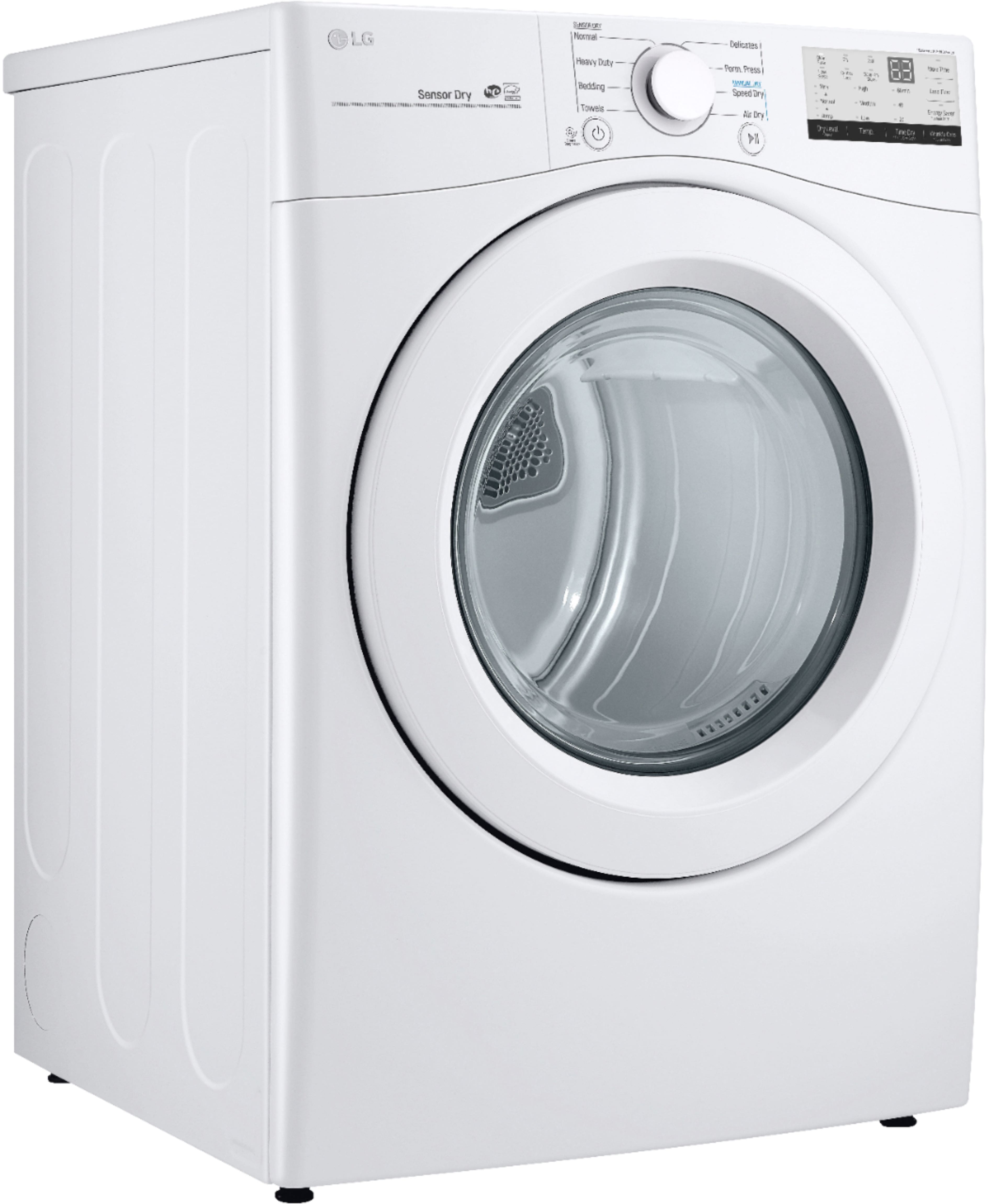 LG - 7.4 Cu. Ft. Stackable Electric Dryer with FlowSense - White - Image 4