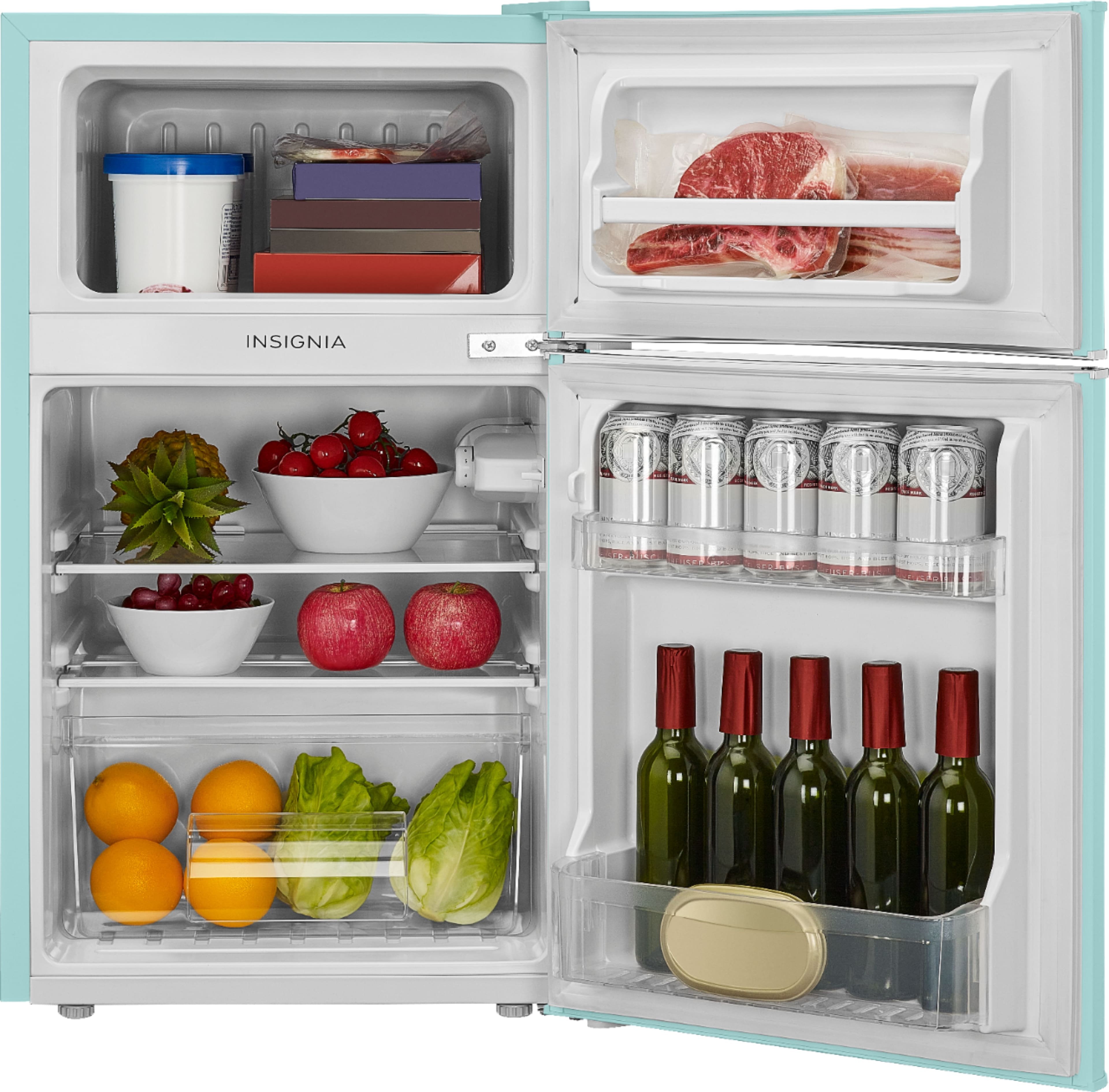 Insignia™ - 3.1 Cu. Ft. Retro Mini Fridge with Top Freezer and ENERGY STAR Certification - Mint - Image 4