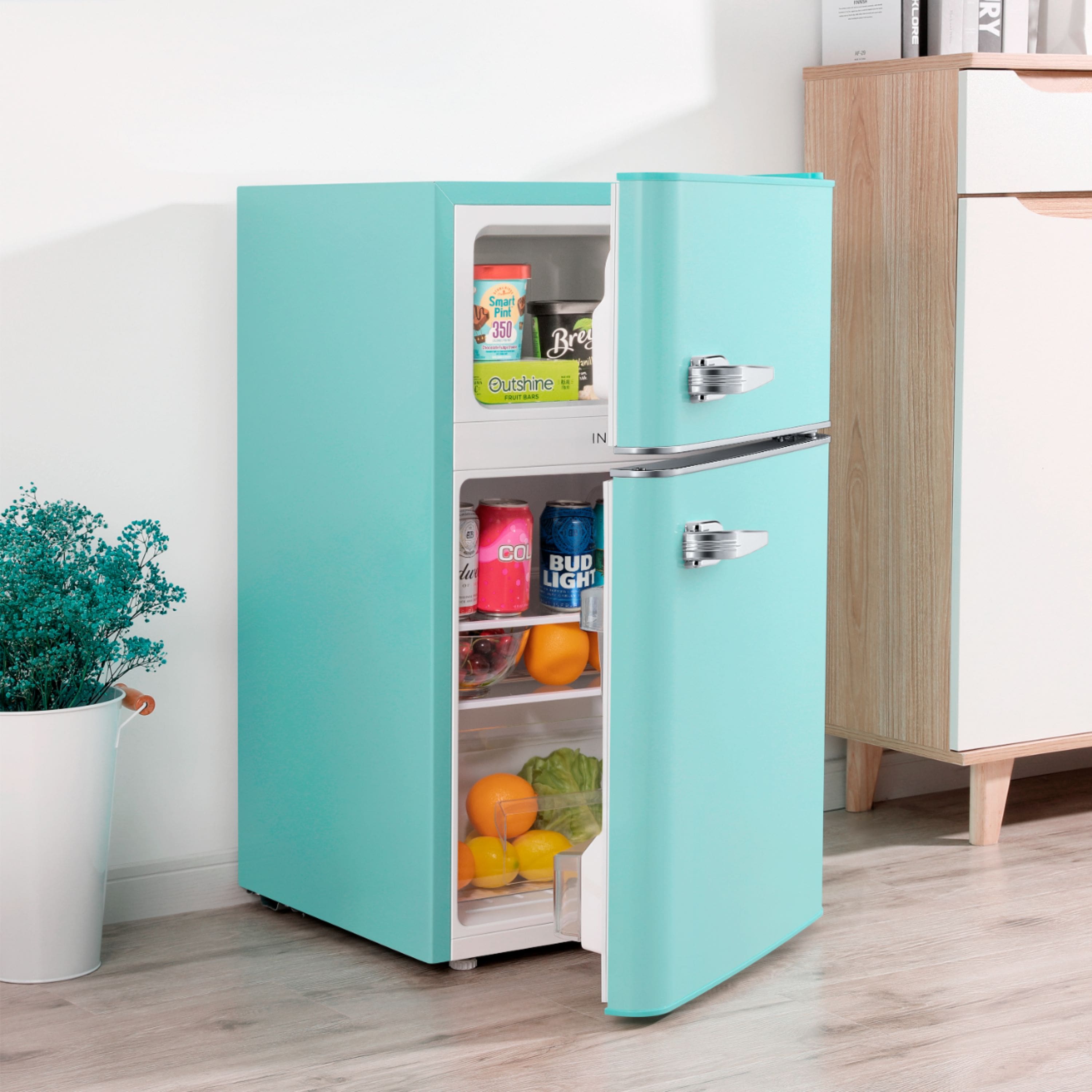 Insignia™ - 3.1 Cu. Ft. Retro Mini Fridge with Top Freezer and ENERGY STAR Certification - Mint - Image 3