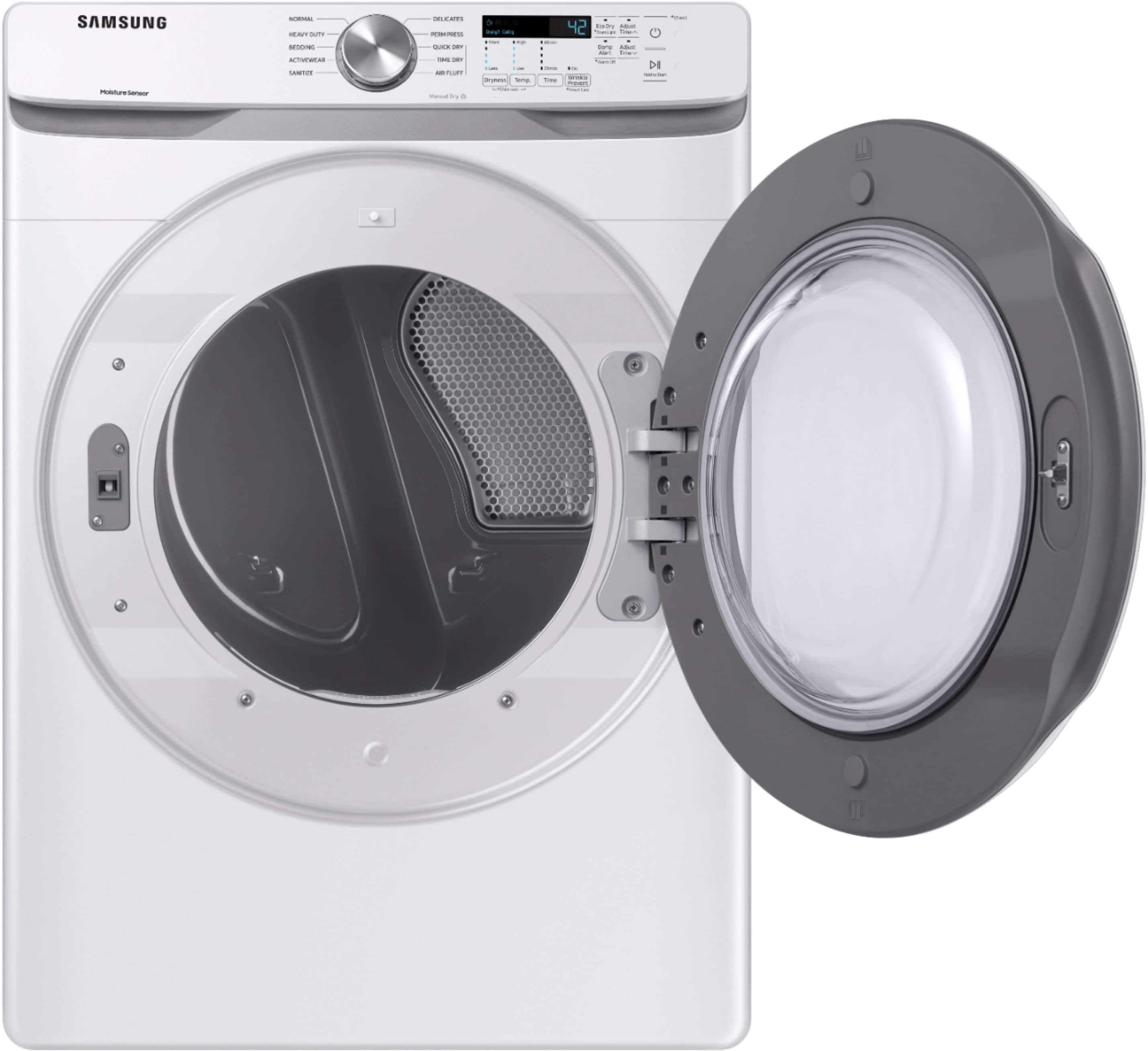 Samsung - 7.5 Cu. Ft. Stackable Electric Dryer with Sensor Dry - White - Image 4