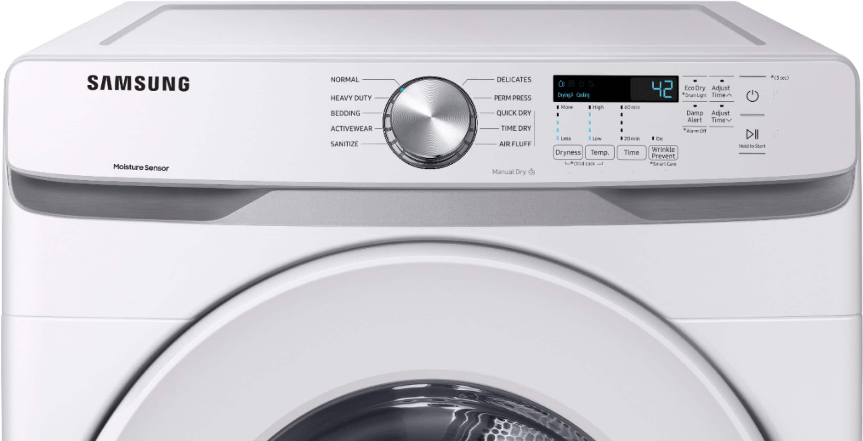Samsung - 7.5 Cu. Ft. Stackable Electric Dryer with Sensor Dry - White - Image 6