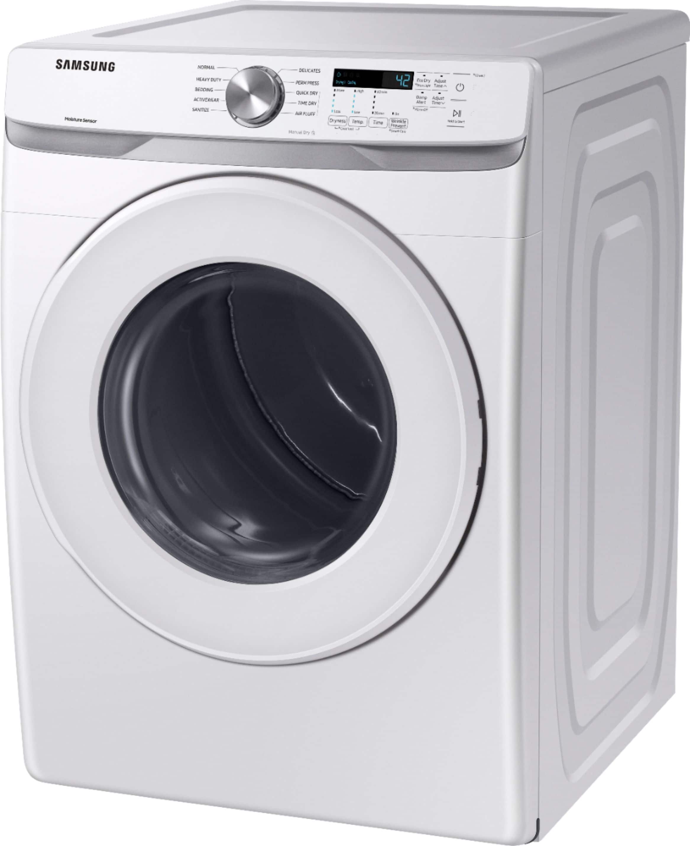 Samsung - 7.5 Cu. Ft. Stackable Electric Dryer with Sensor Dry - White - Image 2