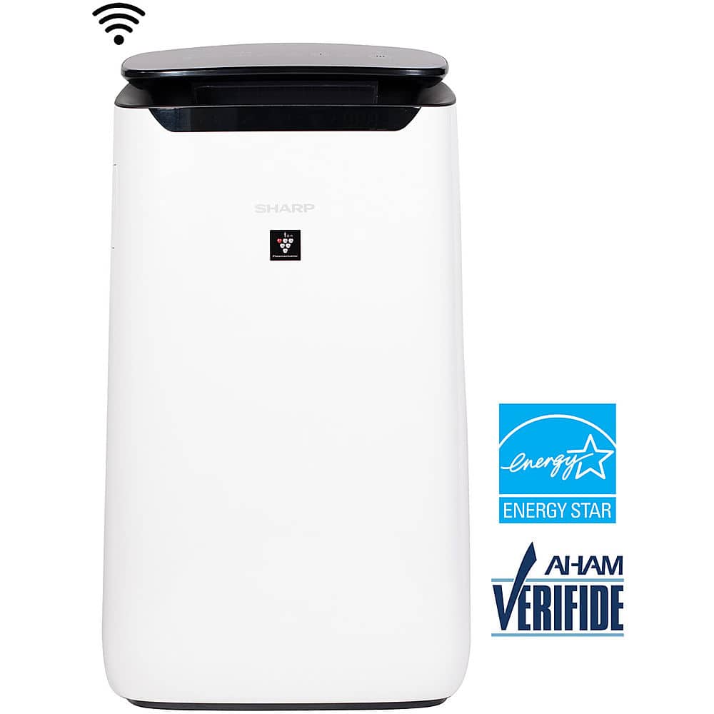 Sharp - Smart Air Purifier with Plasmacluster Ion Technology and True HEPA Filter for Large Rooms Up to 502 Sq. Ft - White