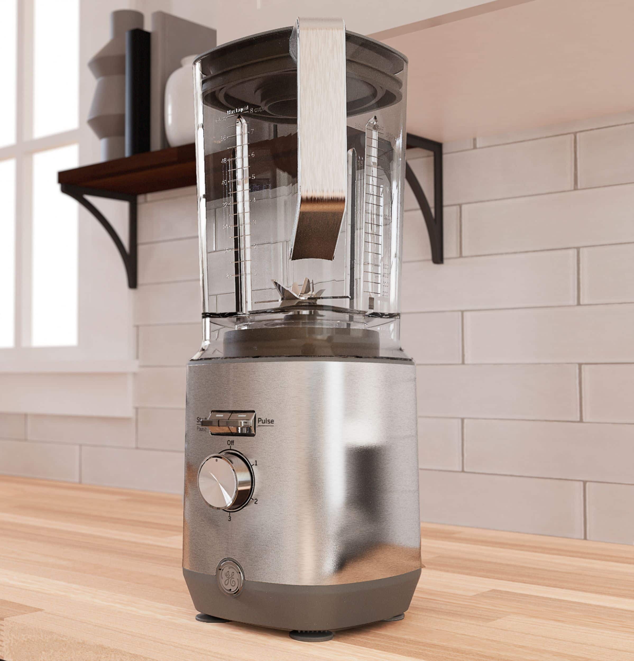 GE - 5-Speed 64-Oz. Blender with Blender Cups - Stainless Steel - Image 12