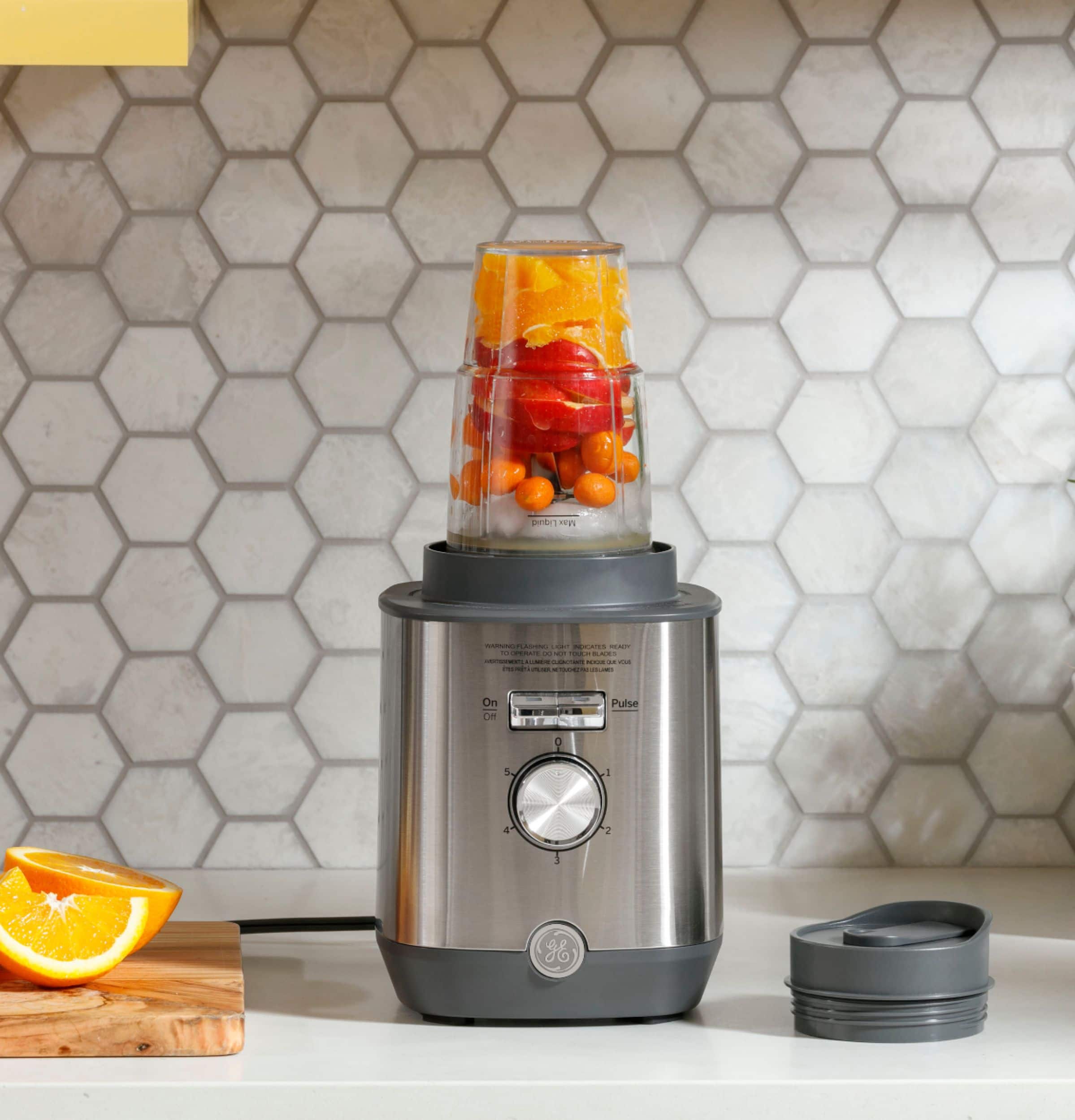 GE - 5-Speed 64-Oz. Blender with Blender Cups - Stainless Steel - Image 20