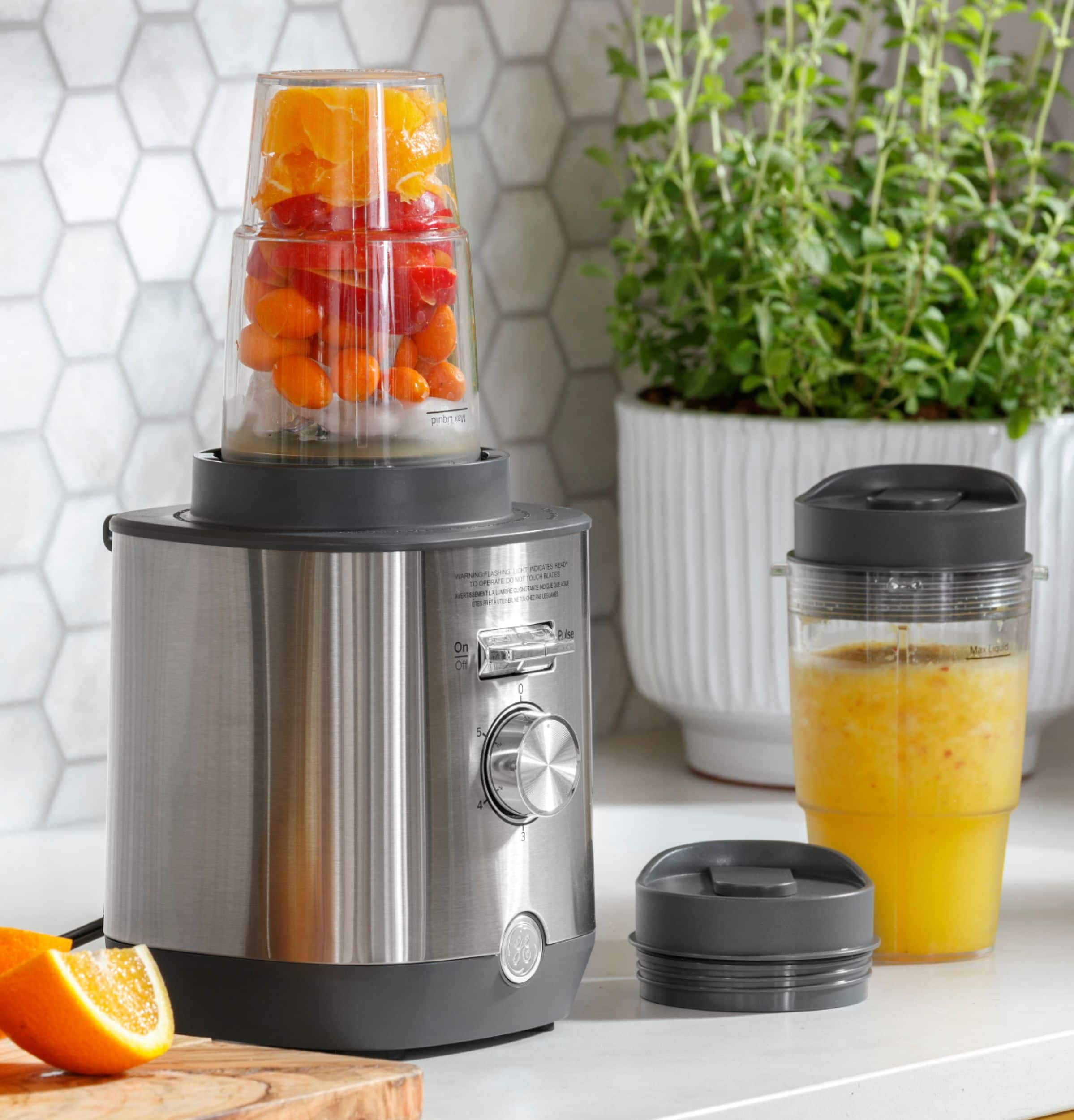 GE - 5-Speed 64-Oz. Blender with Blender Cups - Stainless Steel - Image 21