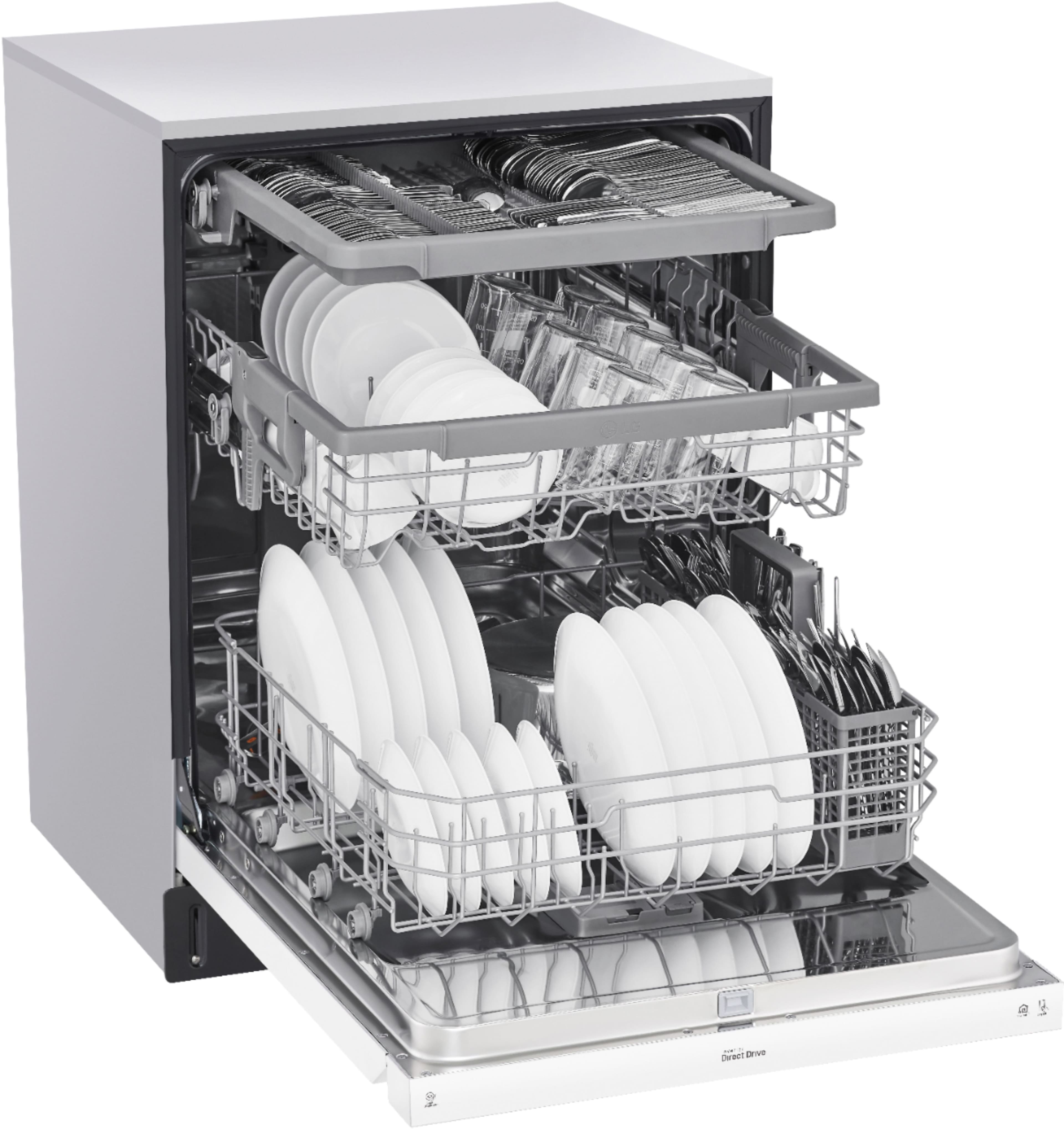 LG - 24" Front Control Built-In Stainless Steel Tub Dishwasher with 3rd Rack, QuadWash, and 48dba - White - Image 14