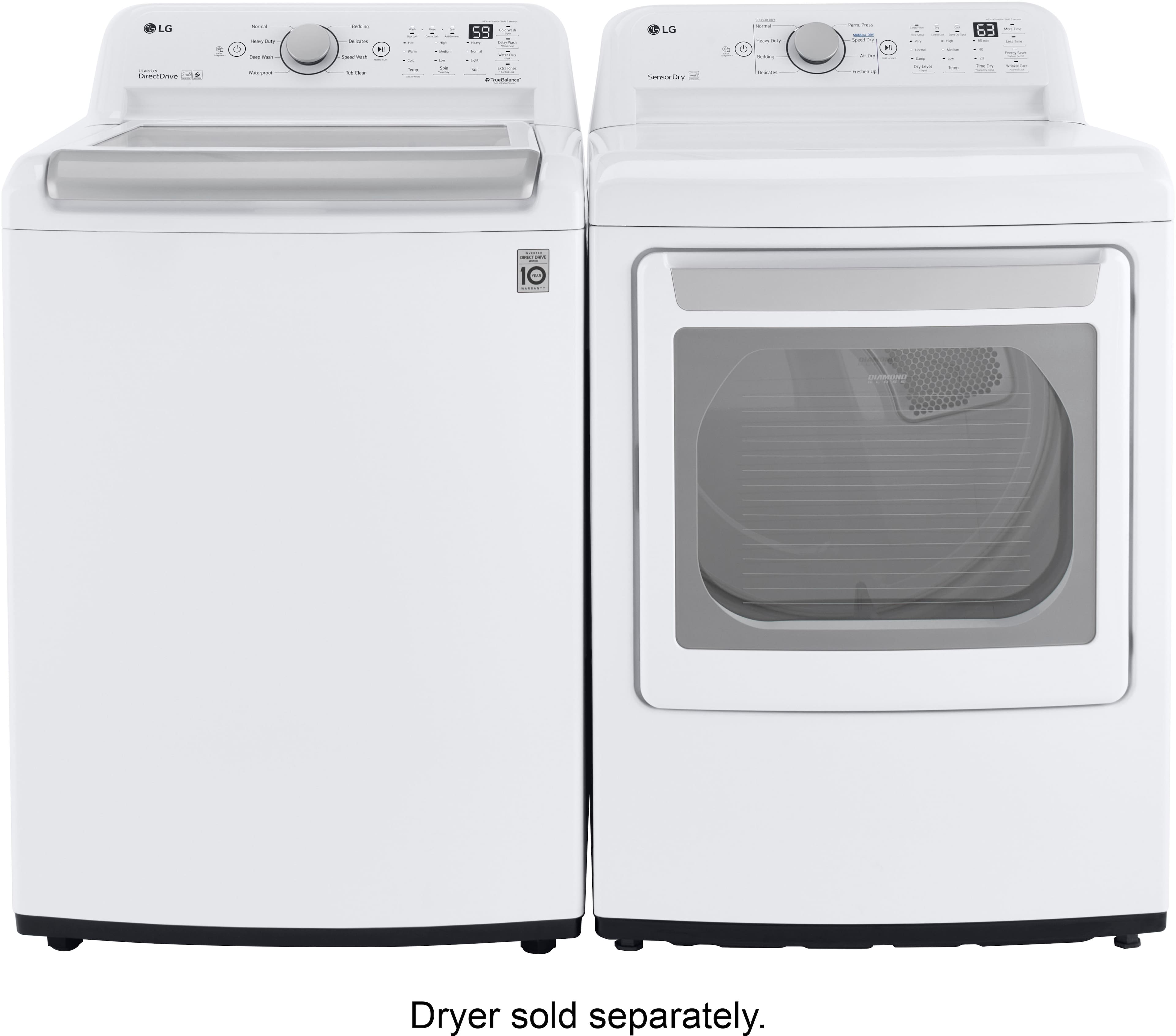LG - 5.0 Cu. Ft. High-Efficiency Top Load Washer with 6Motion Technology - White - Image 10