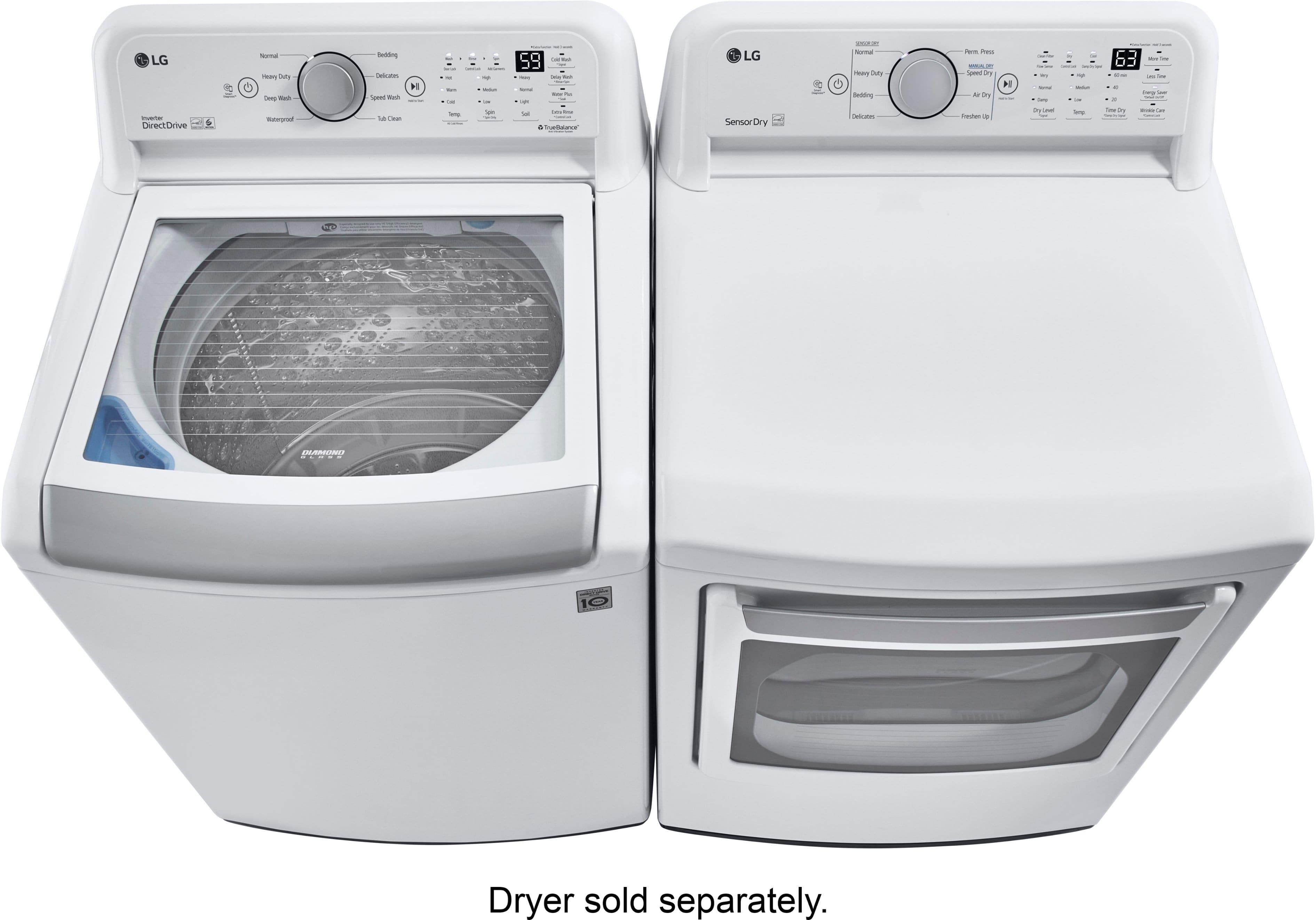 LG - 5.0 Cu. Ft. High-Efficiency Top Load Washer with 6Motion Technology - White - Image 11