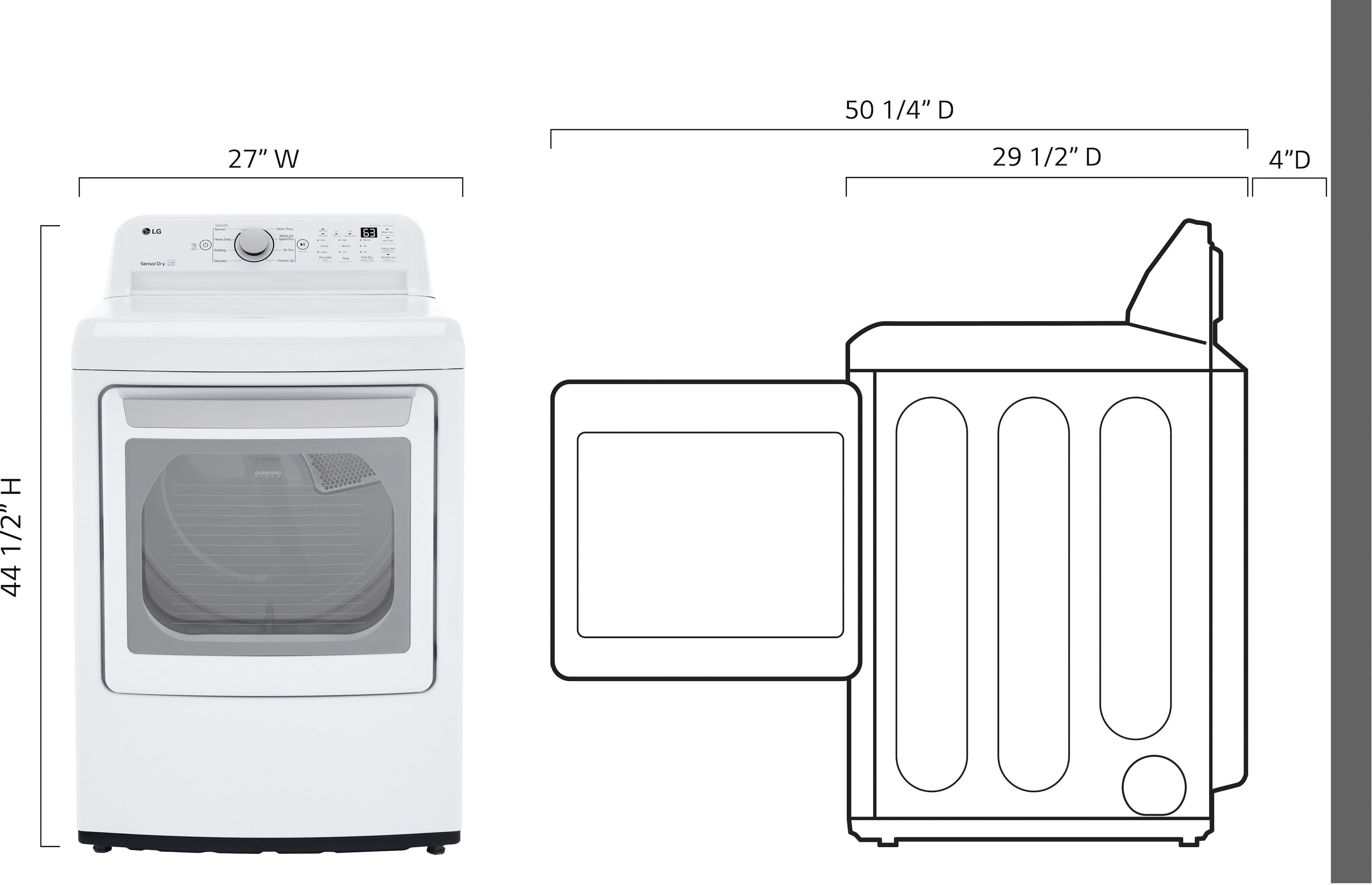 LG - 7.3 Cu. Ft. Electric Dryer with Sensor Dry - White - Image 2