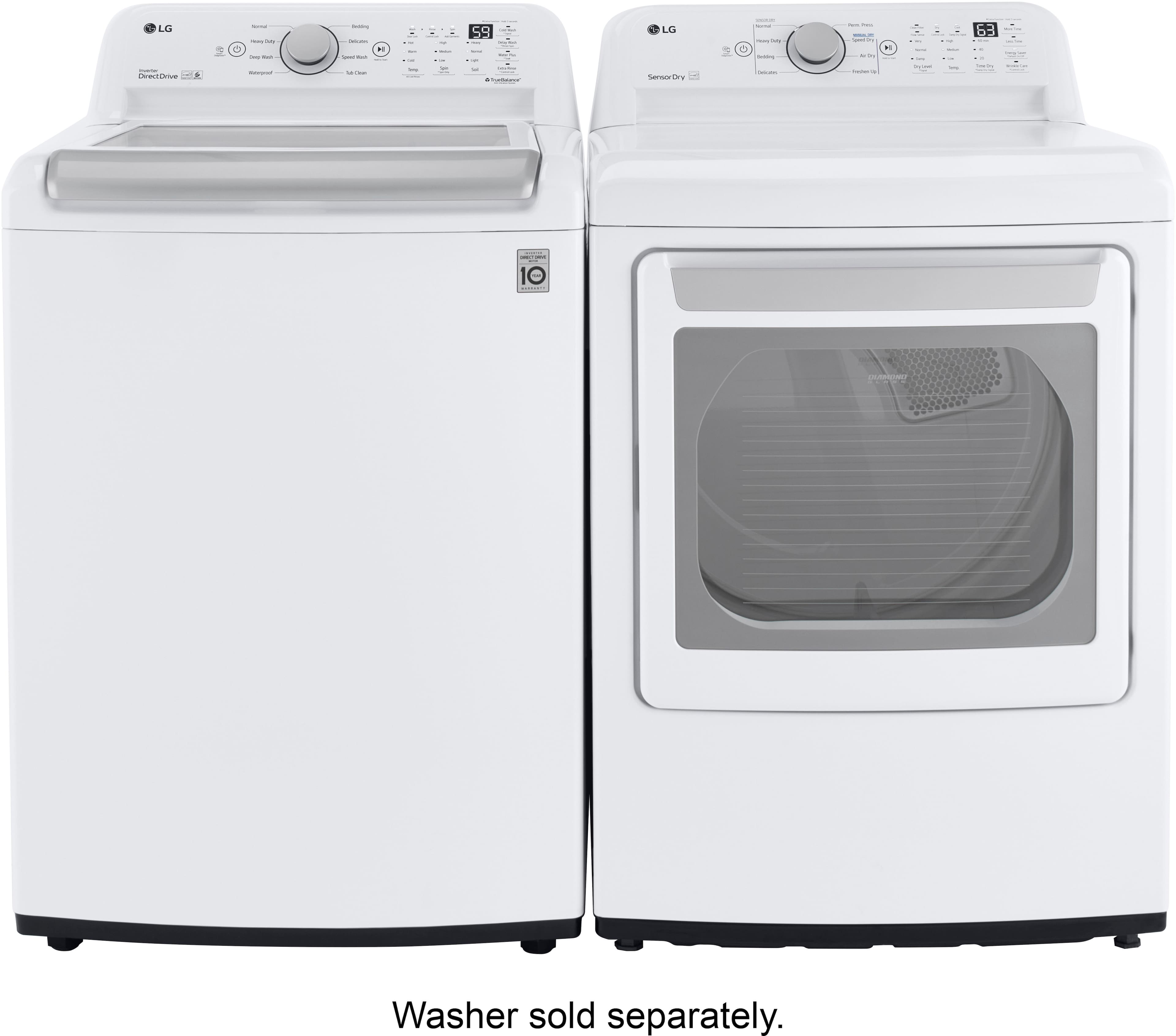 LG - 7.3 Cu. Ft. Electric Dryer with Sensor Dry - White - Image 8
