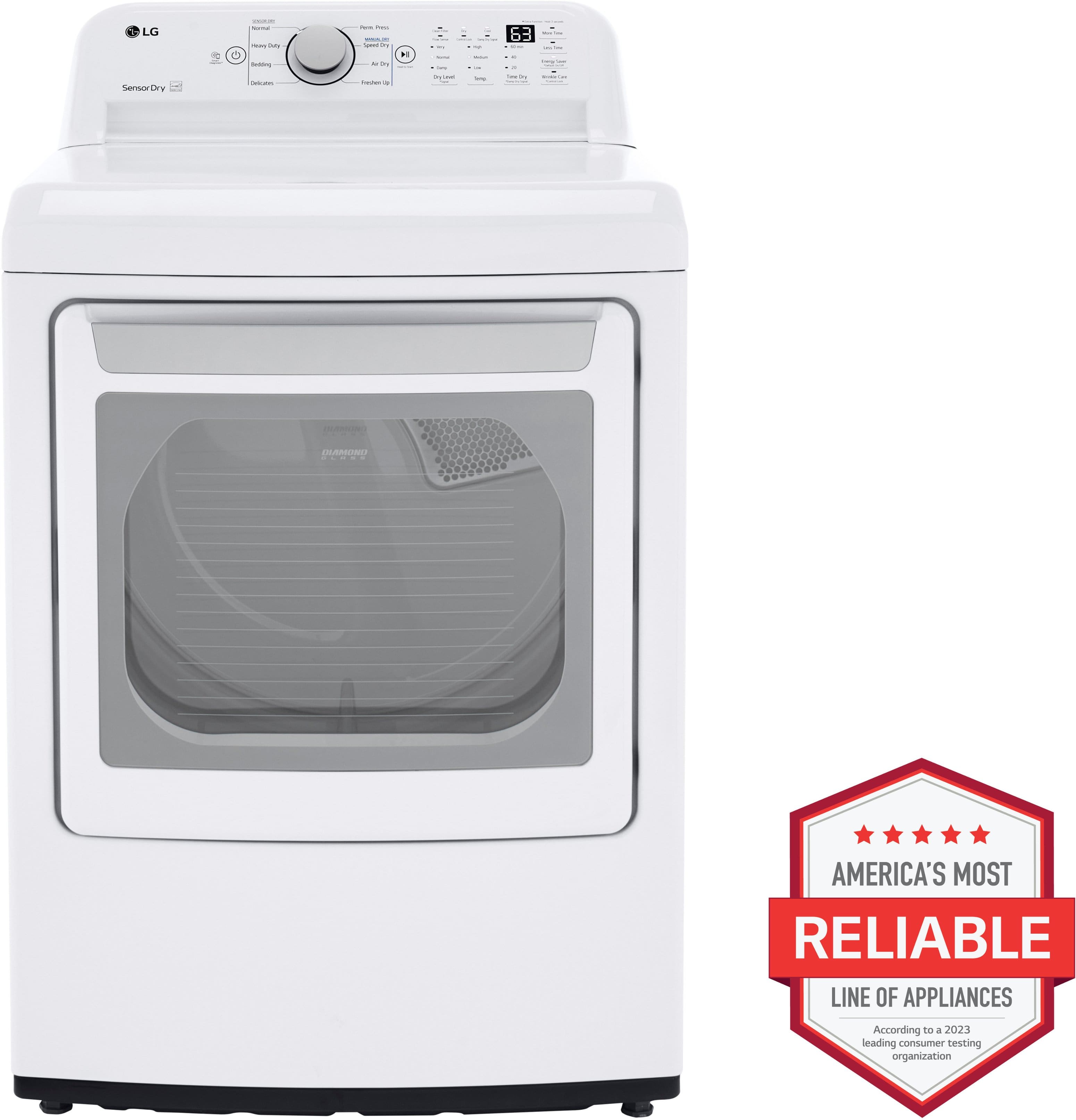 LG - 7.3 Cu. Ft. Electric Dryer with Sensor Dry - White - Image 12