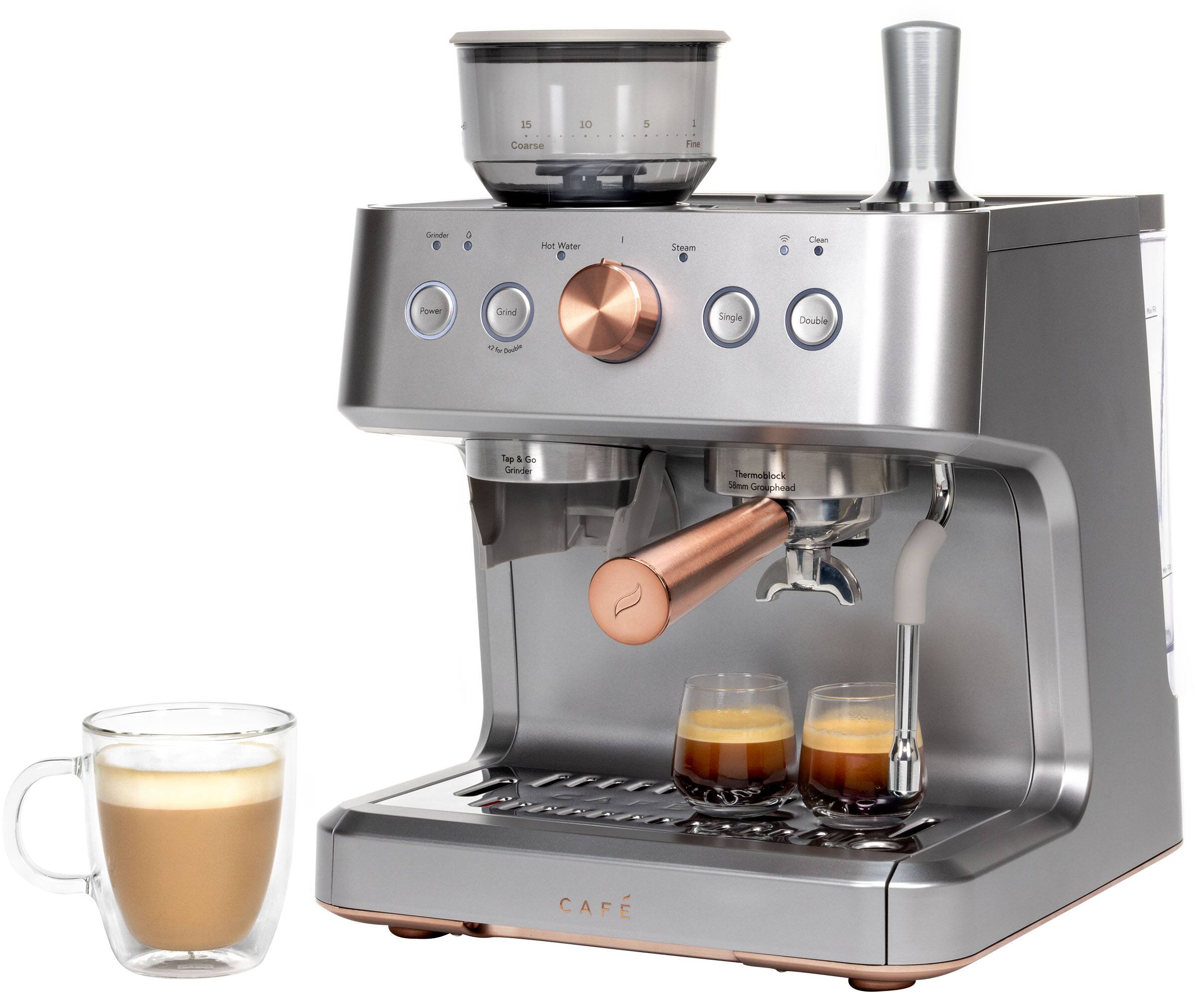 Café - Bellissimo Semi-Automatic Espresso Machine with 15 bars of pressure, Milk Frother, and Built-In Wi-Fi - Steel Silver - Image 5