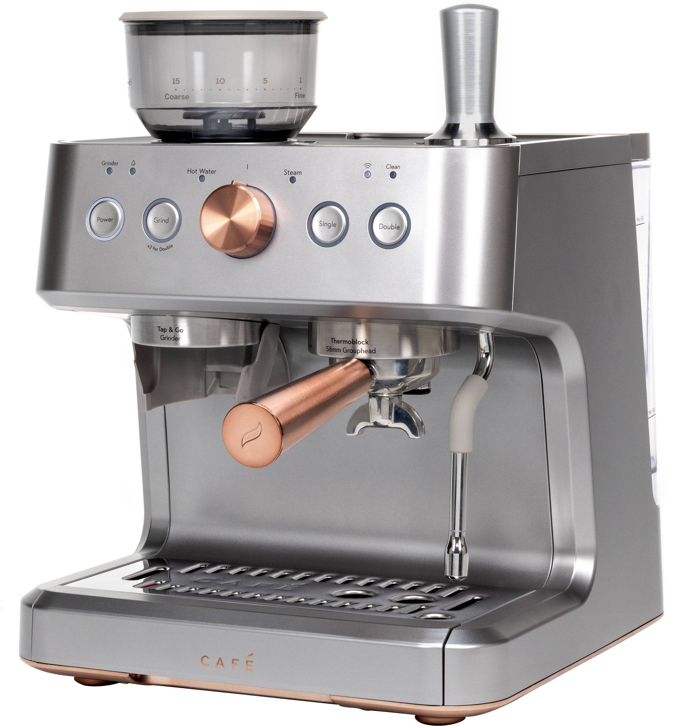 Café - Bellissimo Semi-Automatic Espresso Machine with 15 bars of pressure, Milk Frother, and Built-In Wi-Fi - Steel Silver - Image 6