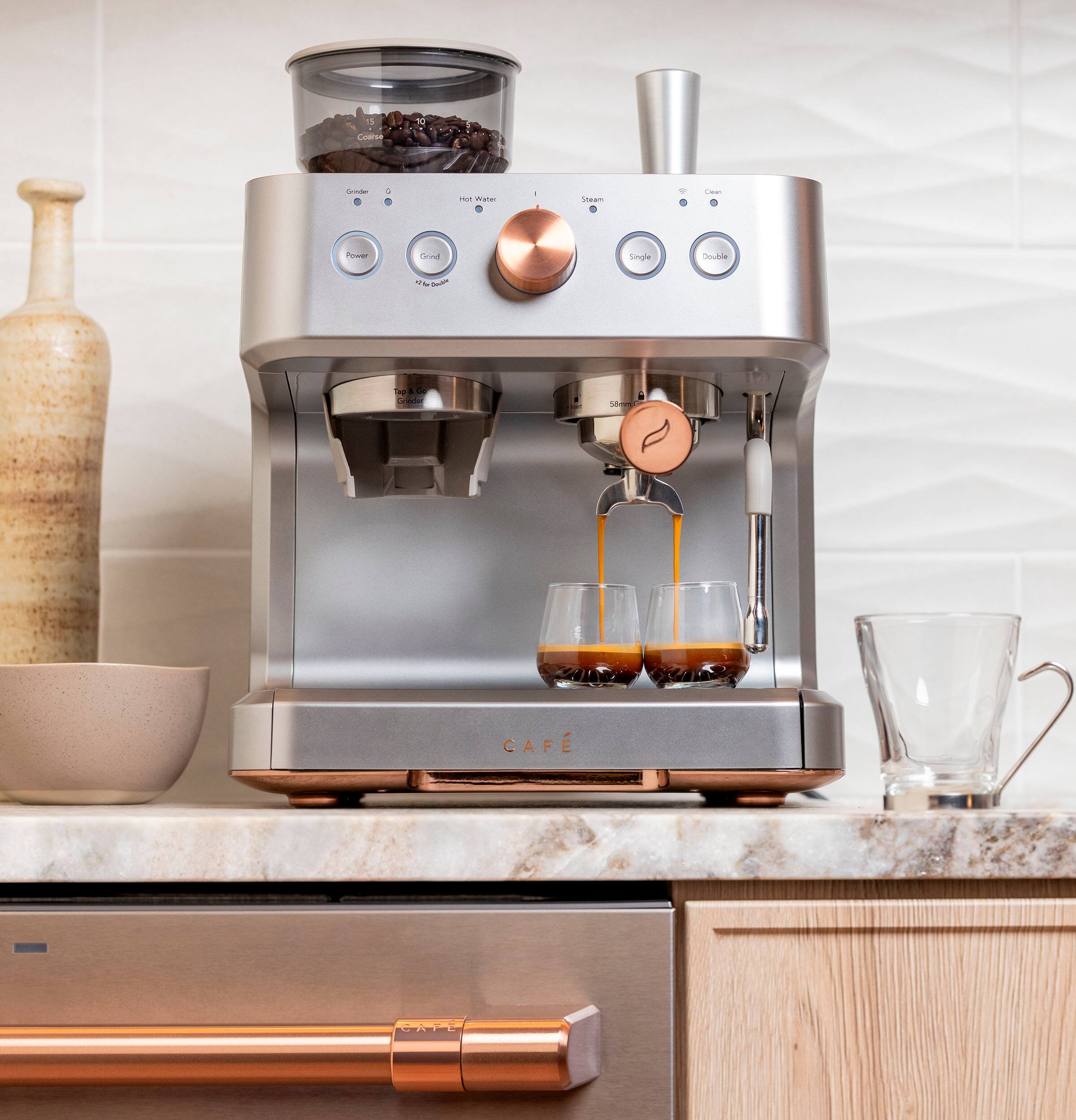 Café - Bellissimo Semi-Automatic Espresso Machine with 15 bars of pressure, Milk Frother, and Built-In Wi-Fi - Steel Silver - Image 10