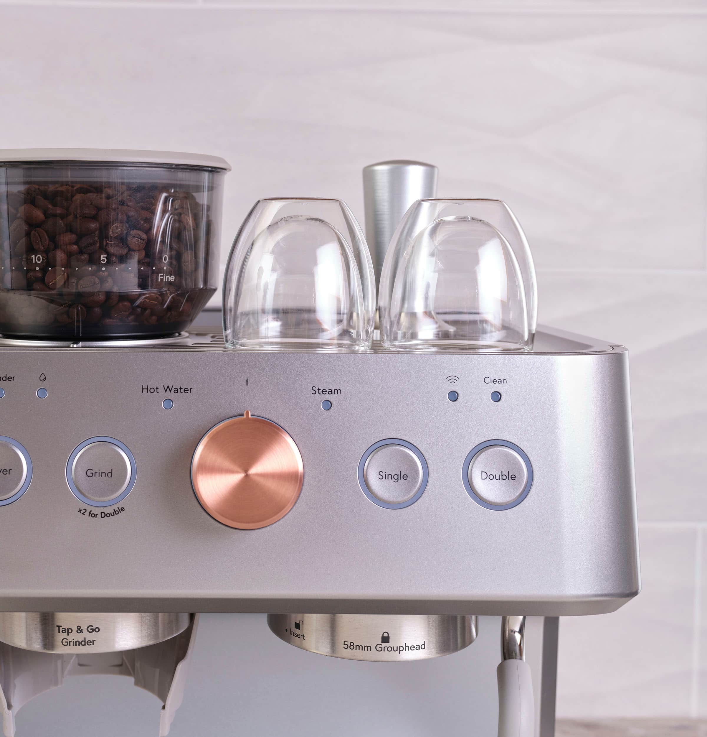 Café - Bellissimo Semi-Automatic Espresso Machine with 15 bars of pressure, Milk Frother, and Built-In Wi-Fi - Steel Silver - Image 15