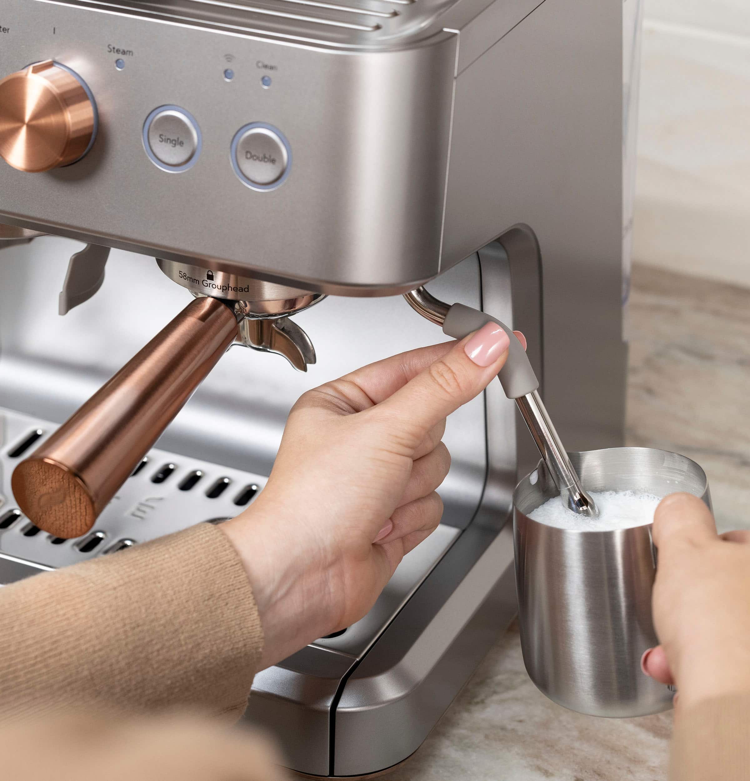 Café - Bellissimo Semi-Automatic Espresso Machine with 15 bars of pressure, Milk Frother, and Built-In Wi-Fi - Steel Silver - Image 19